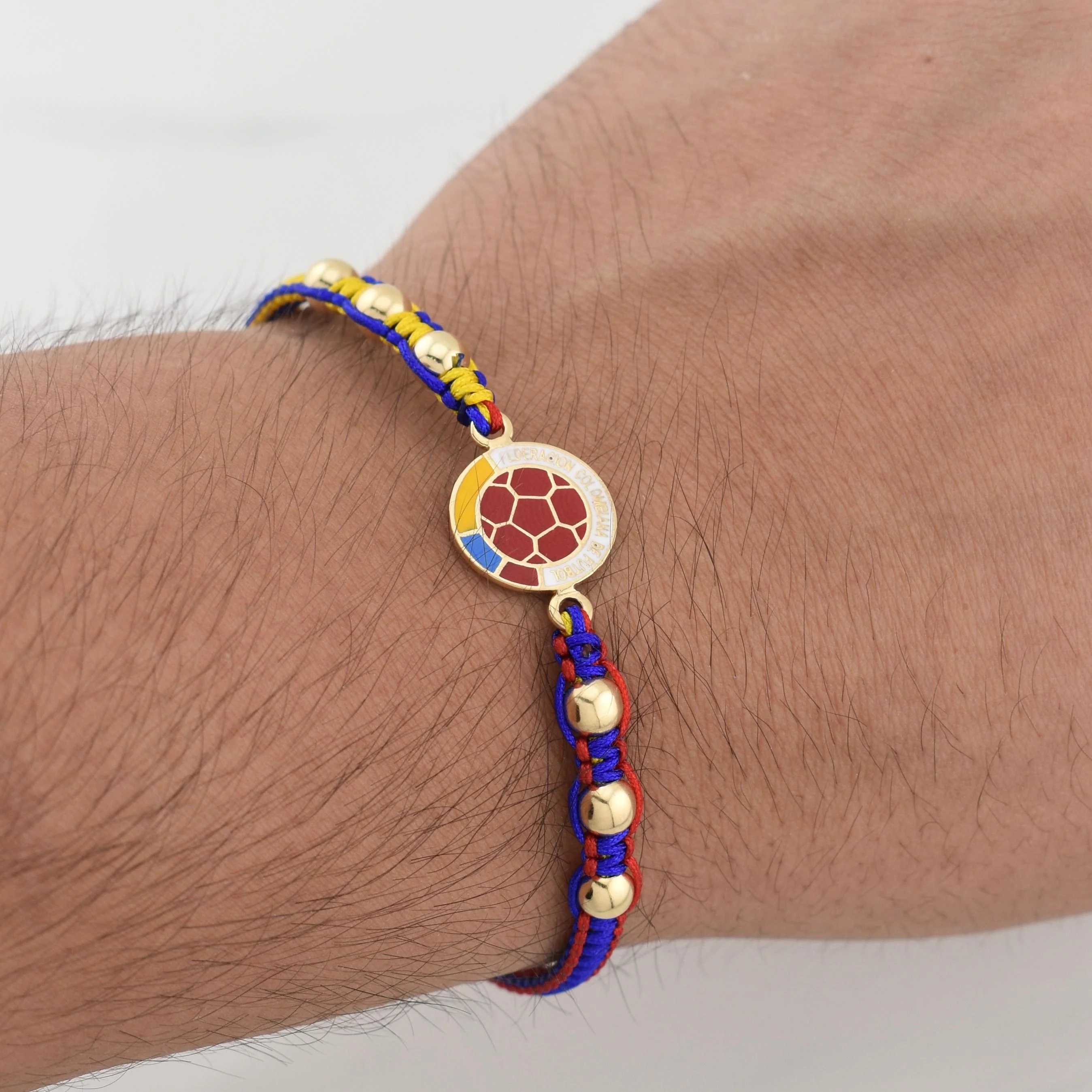Pulsera Tejida Tricolor Escudo Seleccion Oro Amarillo 18K - Image 4