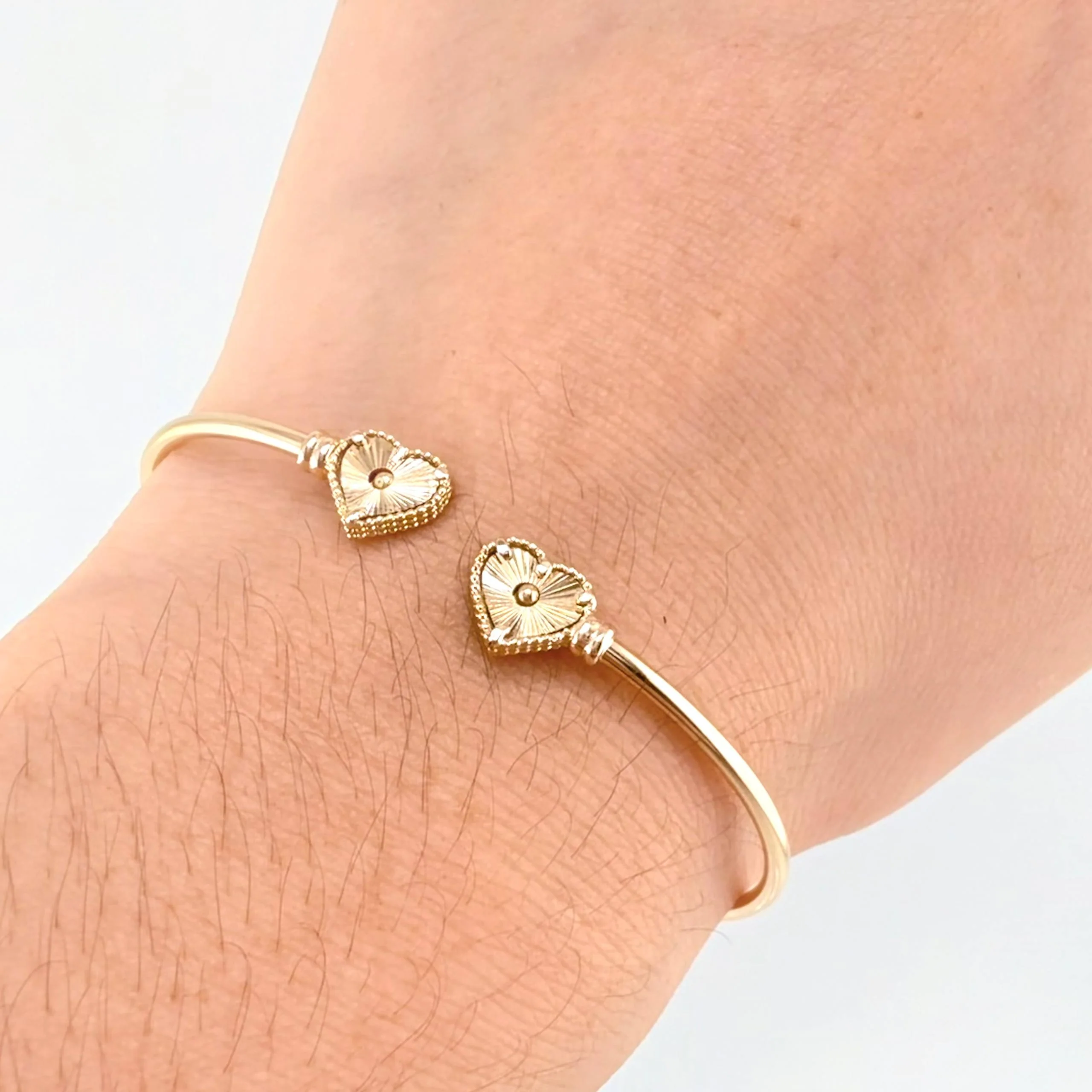 Pulso Aro Corazon Diamantado 3.9gr / 7 1/4 in / 1.8mm Oro Amarillo Nac.Esp. 18K - Image 3