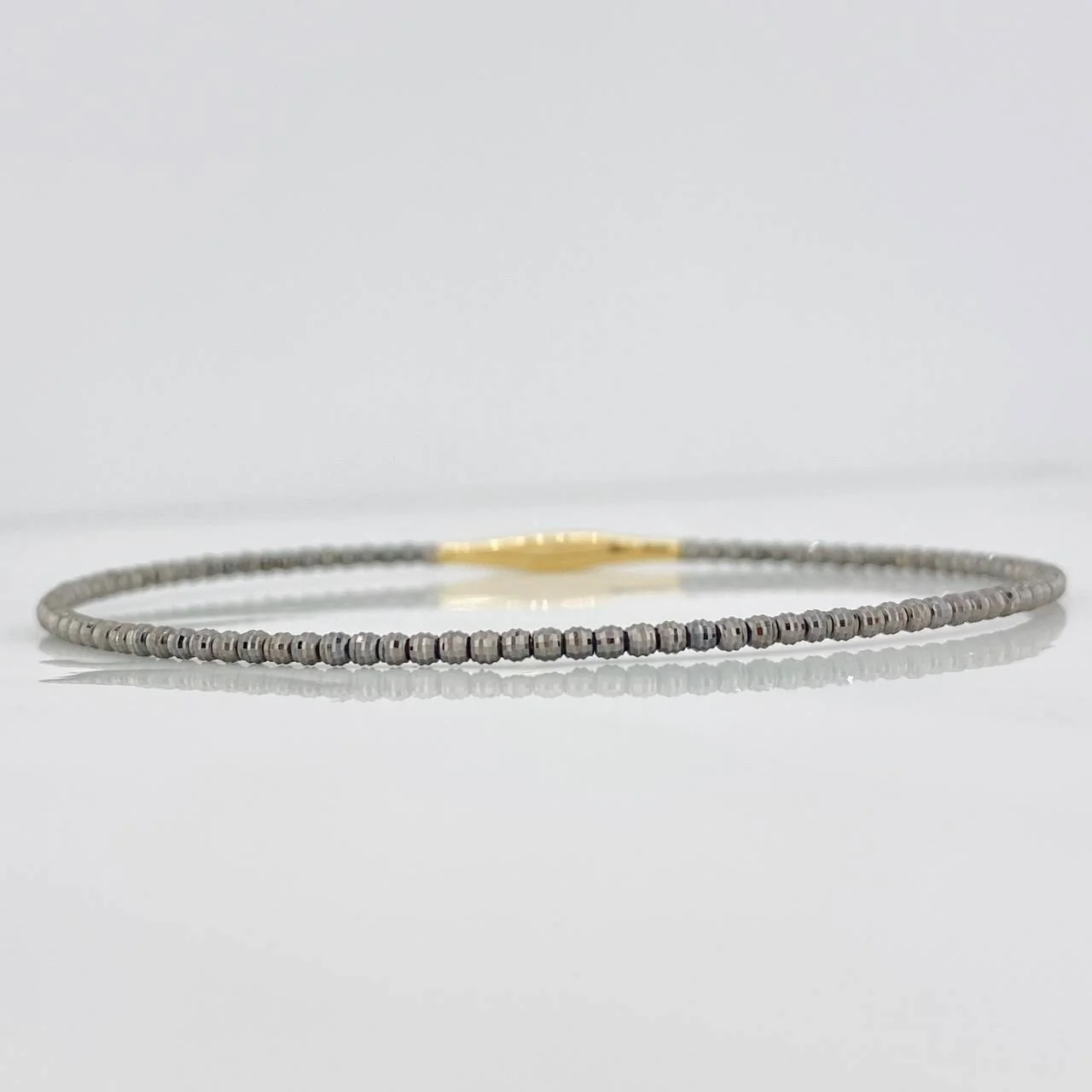 Pulso Aro Diamantado 2.75g / 6 3/4 in / 1.6mm Dos Oros Negro Amarillo 18K