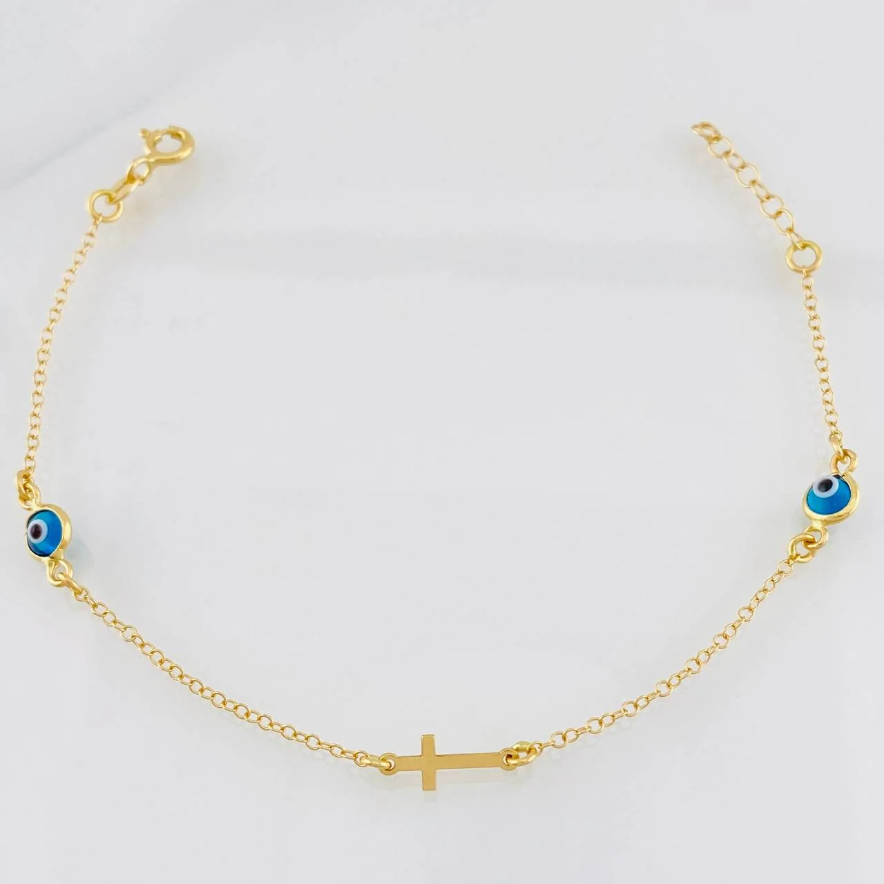 Pulso Aro Seguido Cruz 1.4g / 7 in / 1.3mm Oro Amarillo 18K