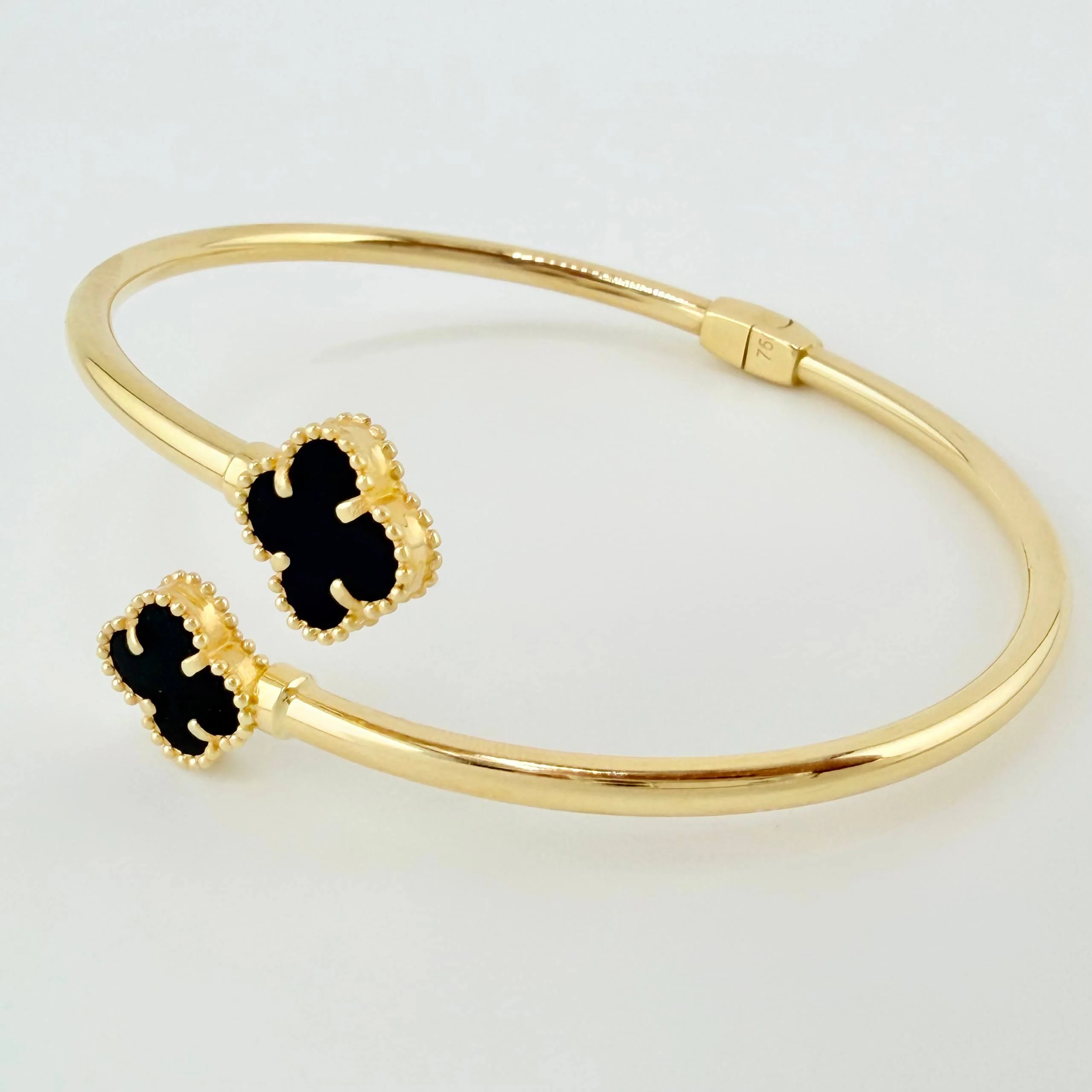 Pulso Aro Trebol Onix Negro 9.25gr / 7 1/2 in / Oro Amarillo 18K © - Image 2