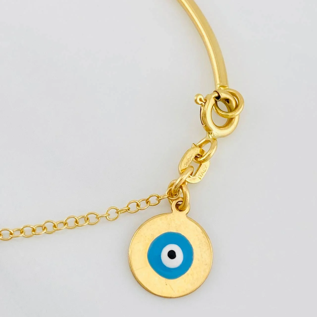 Pulso Bebé Aro Seguido Ojo Turco 2.5g / 4 3/4 in / 1.36mm Oro Amarillo 18K - Image 2
