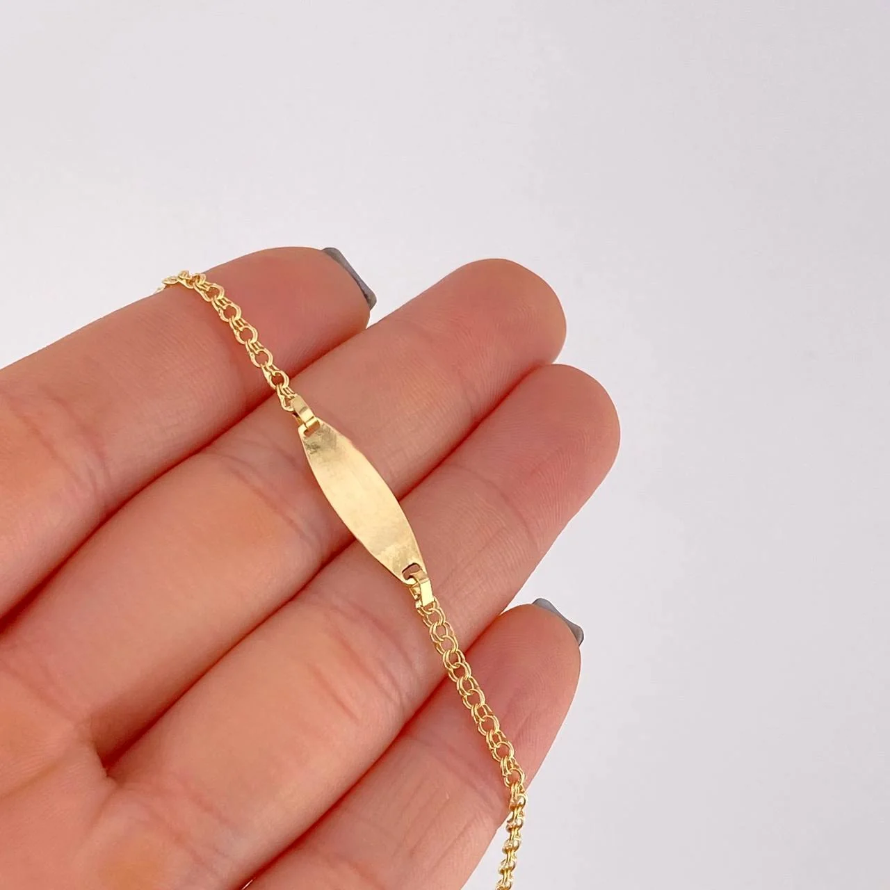 Pulso Bebé Roll-on placa rectangular ovalado 1.35g / 5 3/4 in / 2.2mm Oro Amarillo 18K - Image 3