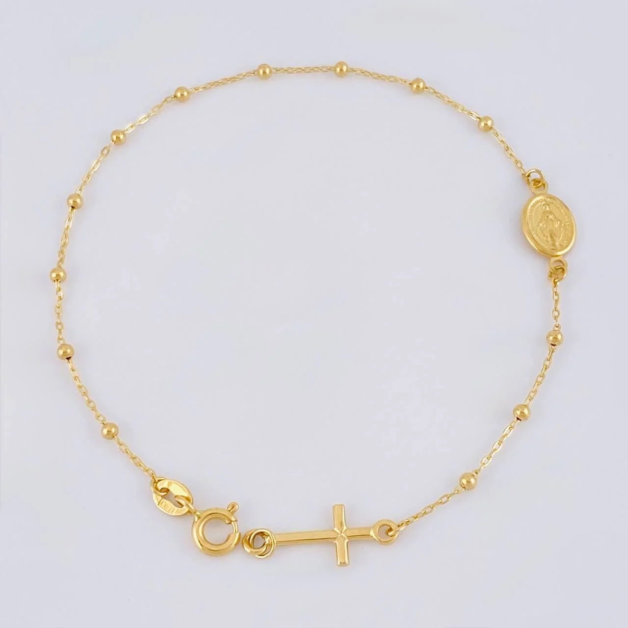 Pulso Denario Virgen Milagrosa 1.7 g / 7 in / 1.8 mm Oro Amarillo 18K