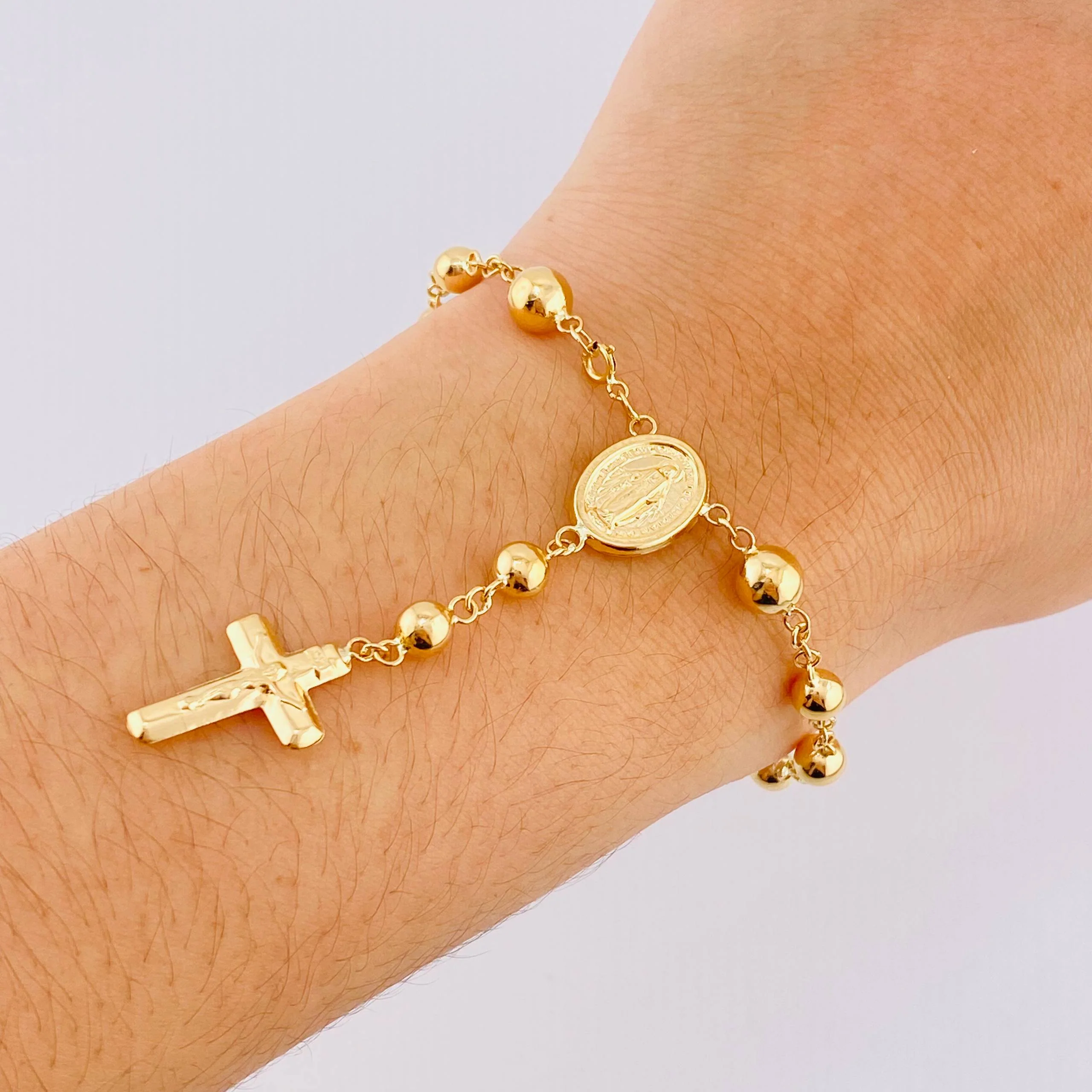 Pulso Denario Virgen Milagrosa 4.5gr / 7 in / 4.8mm Oro Amarillo 18K - Image 5