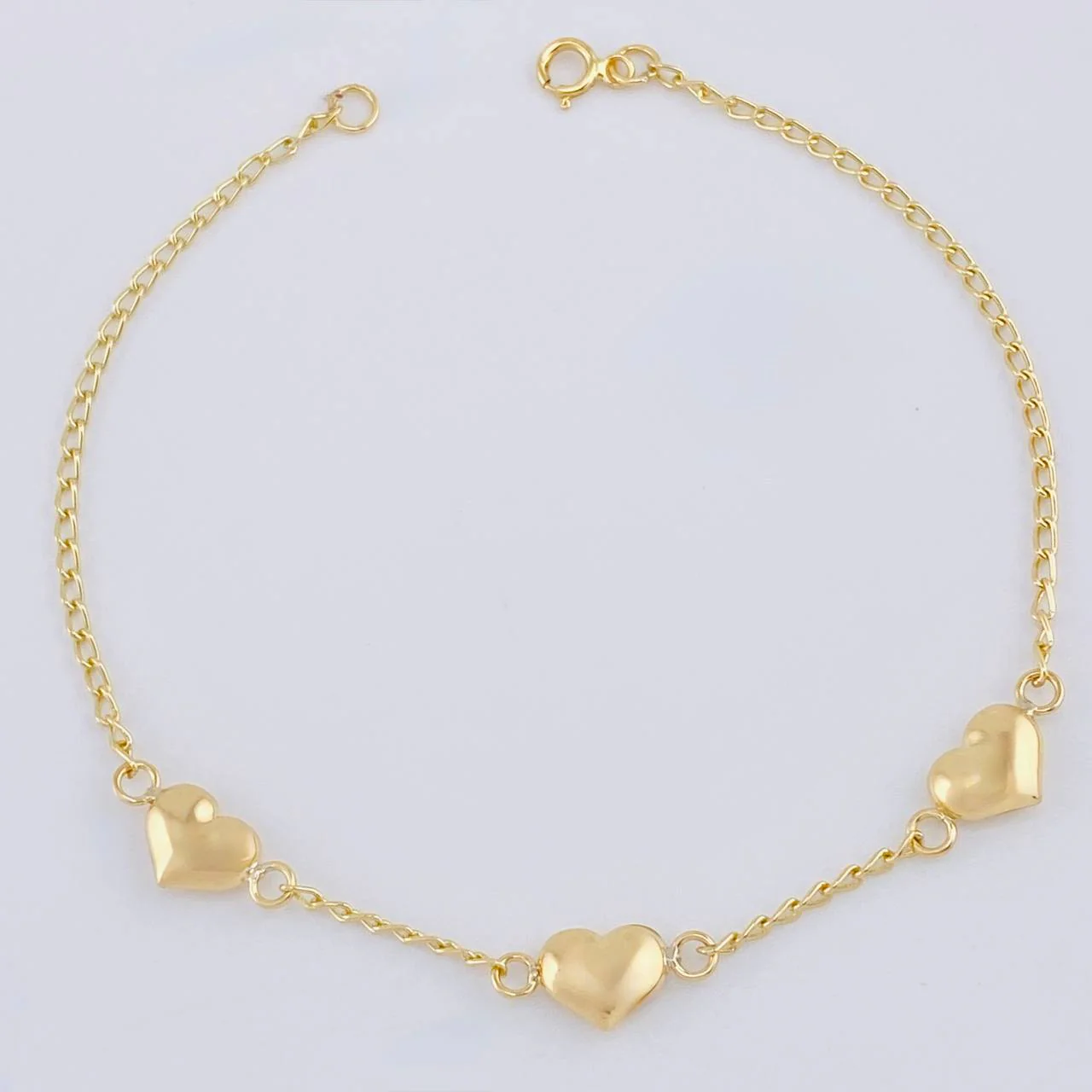 Pulso Espiga Trio De Corazones 2.05 g / 7 1/2 in / 1.6 mm Oro Amarillo 18K
