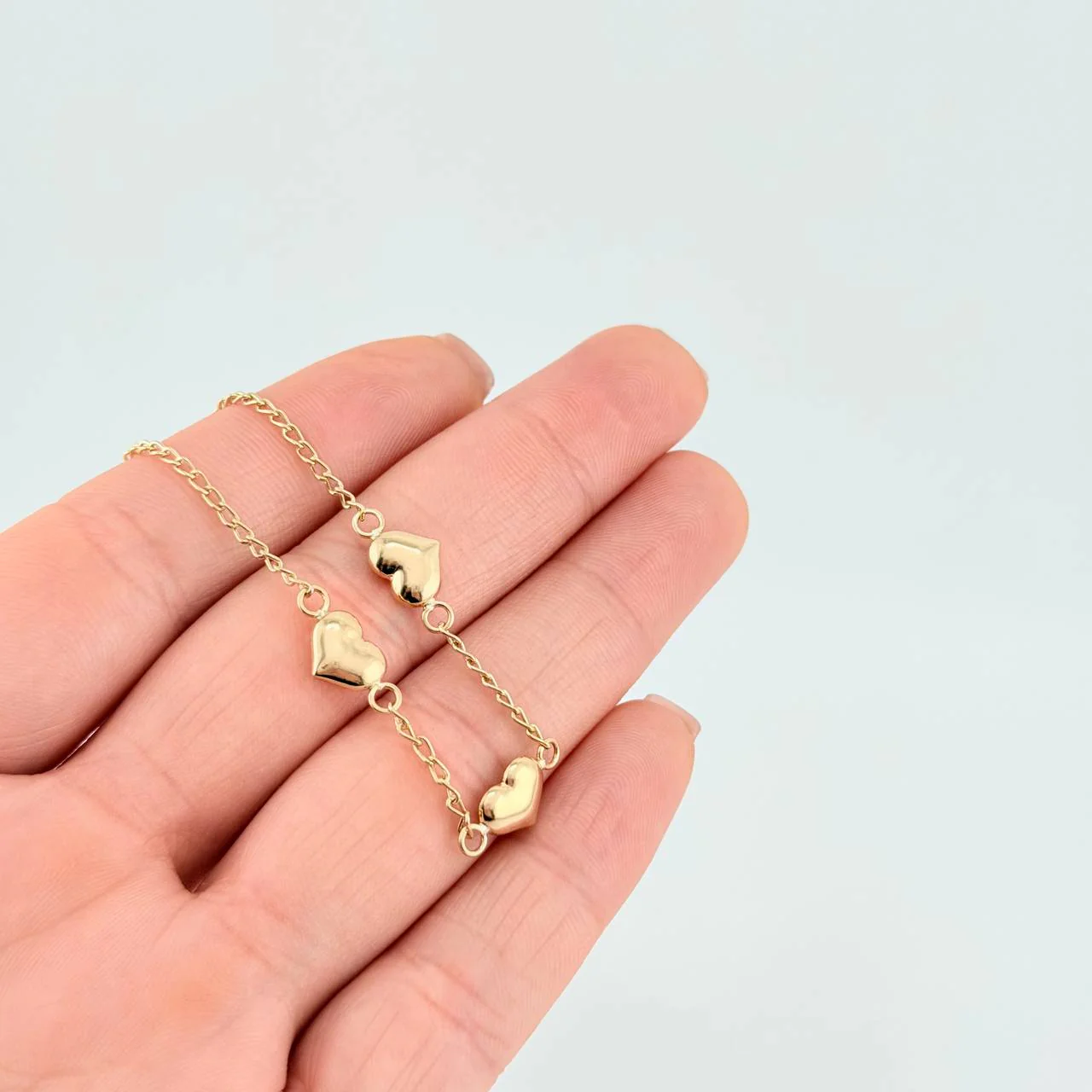 Pulso Espiga Trio De Corazones 2.05 g / 7 1/2 in / 1.6 mm Oro Amarillo 18K - Image 3