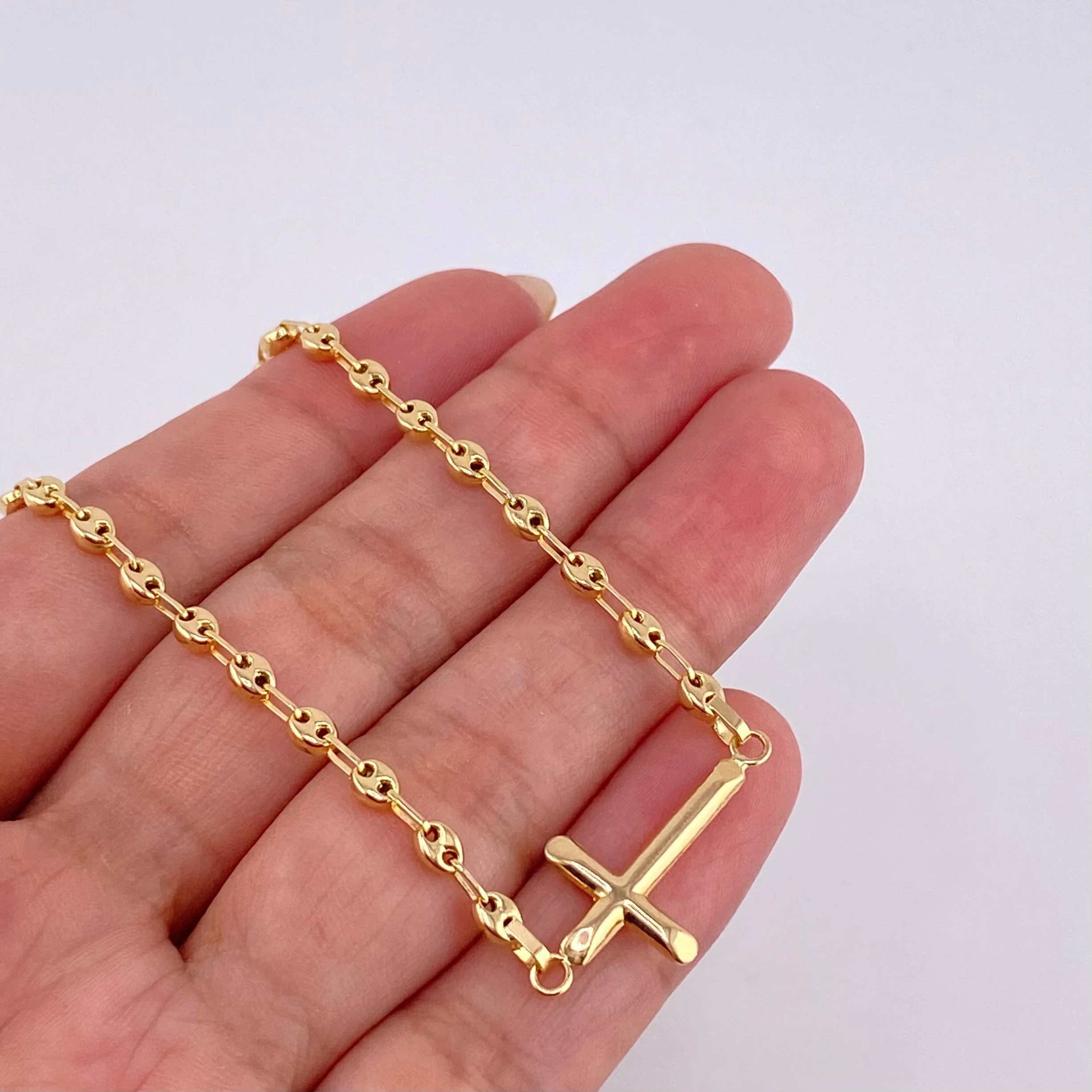 Pulso Gc Herraje Cruz Puntas Planas 2.4 g / 6 1/2 in / 3.2 mm Oro Amarillo 18K - Image 3