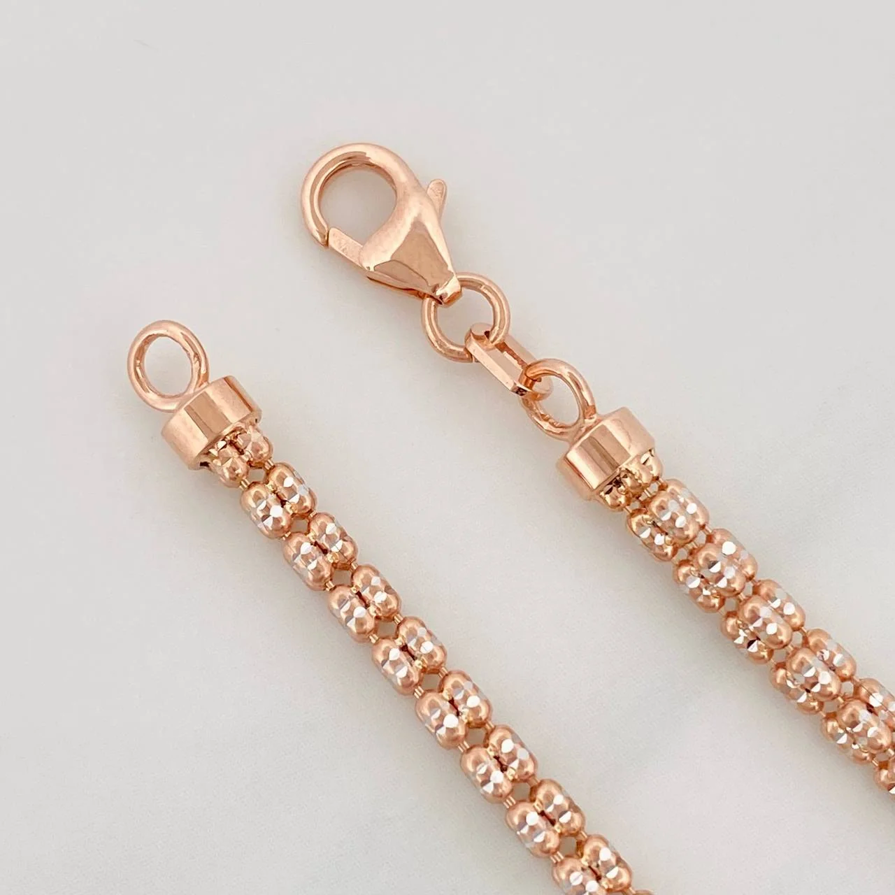 Pulso Ice 4.5g / 7 3/4 in / 2.4mm Dos Oros Blanco Rosa 18K - Image 3