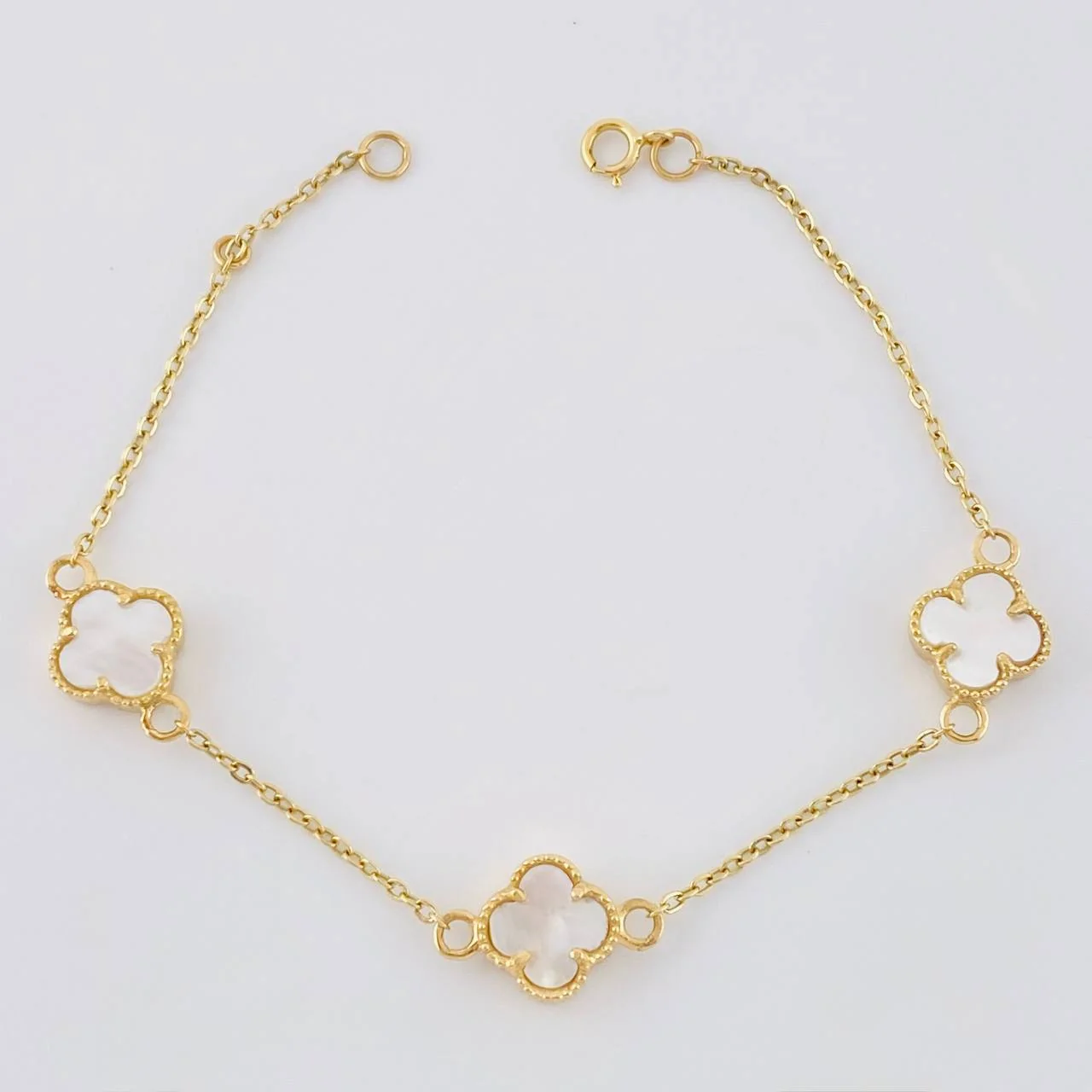 Pulso Modulable Aro Seguido Trebol 3.85 g / 7 in - 6 1/2 in / 1.3 mm Oro Amarillo 18K