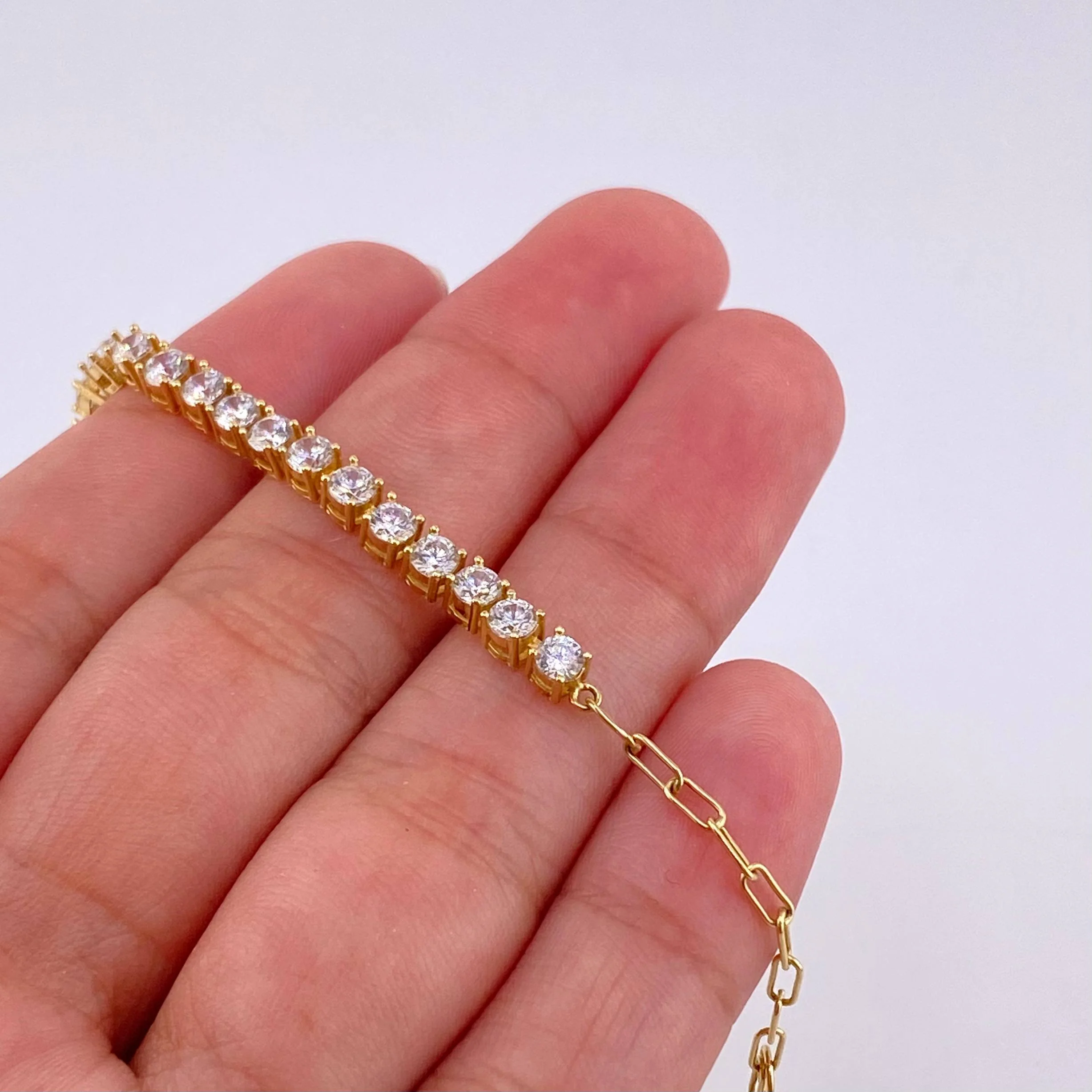 Pulso Modulable Tenis 5.4g / 7 3/4 in - 7 1/4 in / 3mm Oro Amarillo 18K - Image 3