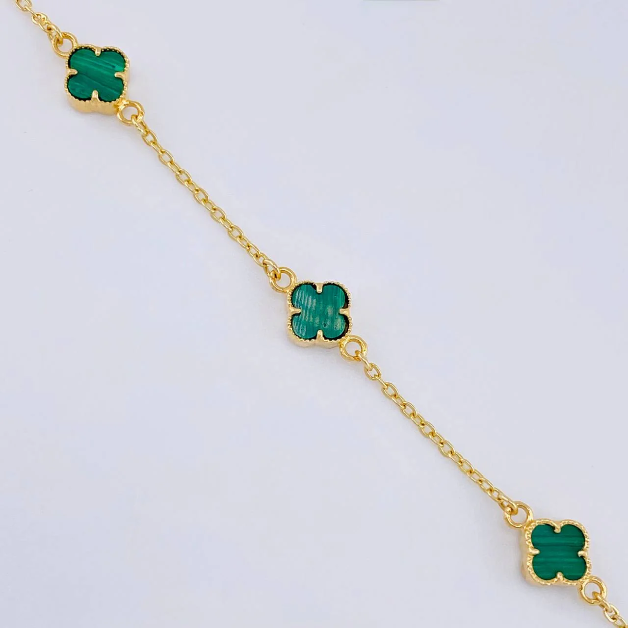 Pulso Modulable Trebol Malaquita Verde 2.7 g / 7 1/4 in - 6 1/2 in / 1.36 mm Oro Amarillo 18K - Image 2