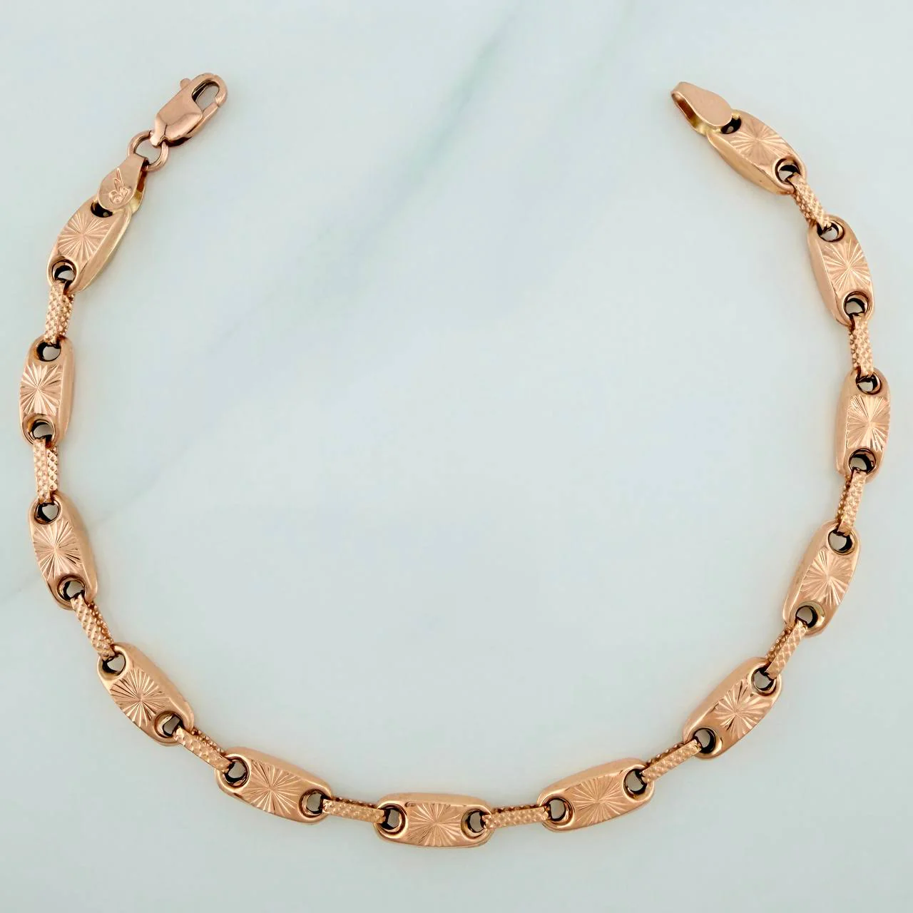 Pulso Rustico Eslabon 5.9gr / 8 in / Oro Rosa 18K %