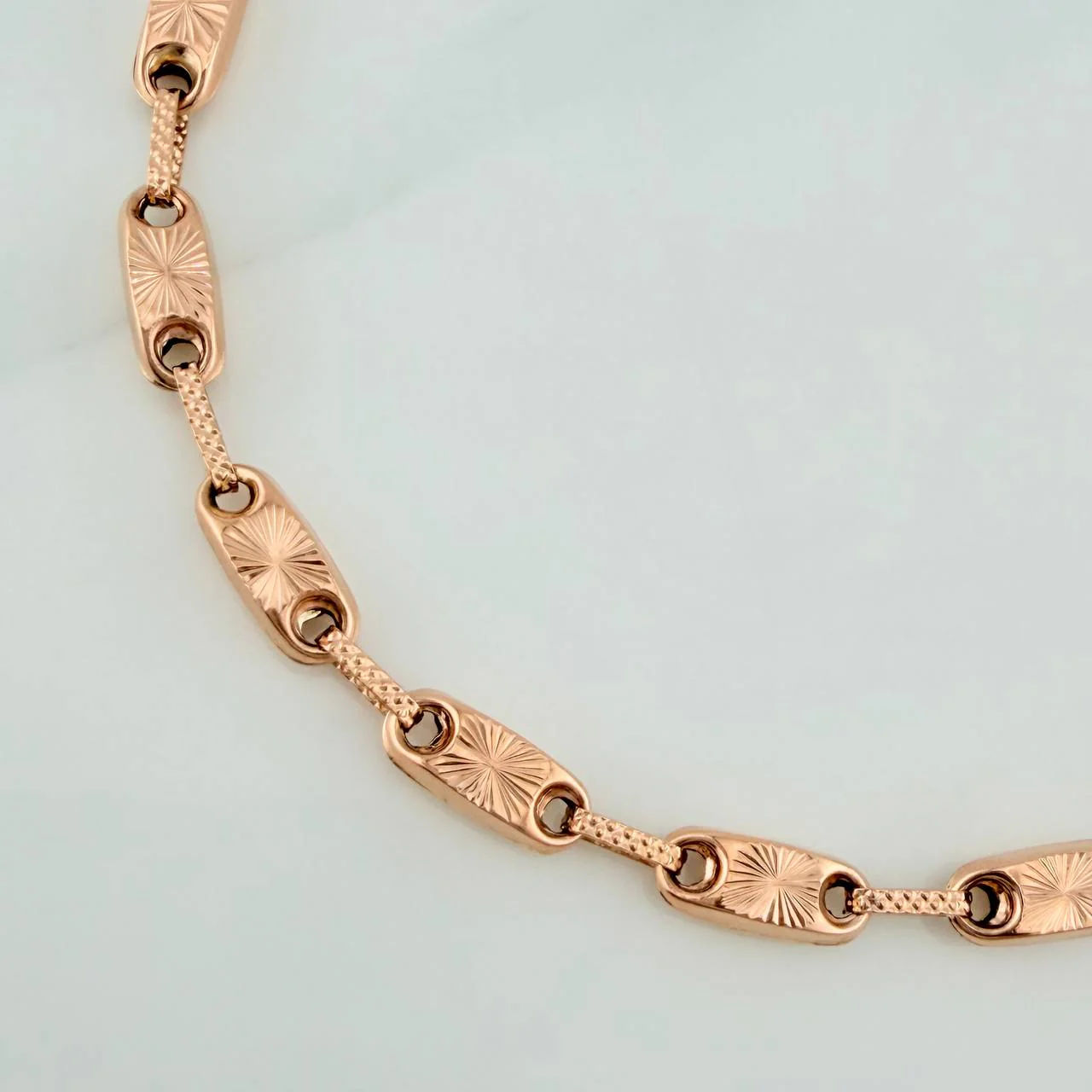 Pulso Rustico Eslabon 5.9gr / 8 in / Oro Rosa 18K % - Image 2