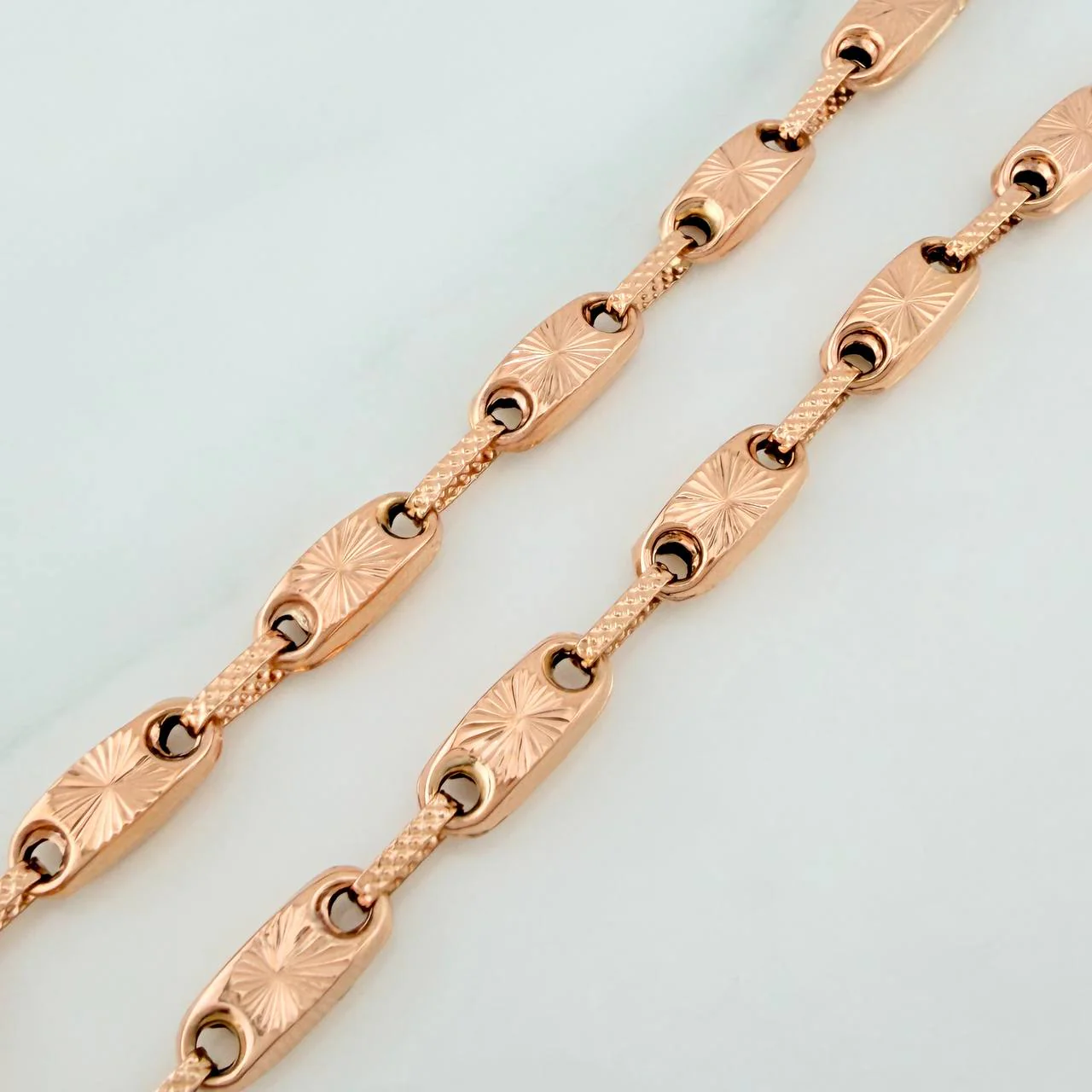 Pulso Rustico Eslabon 5.9gr / 8 in / Oro Rosa 18K % - Image 3