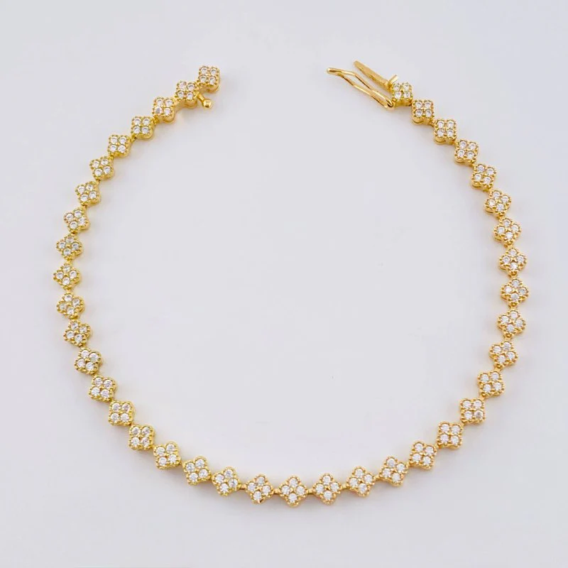 Pulso Tenis Floreado 6.6 g / 7 in / 4,15 mm Oro Amarillo 18K