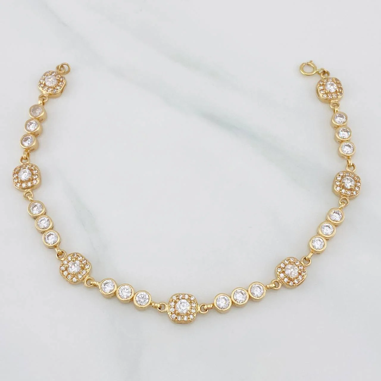 Pulso Tennis Halo 9.05g / 6 3/4 in / 6.3mm Oro Amarillo 18K