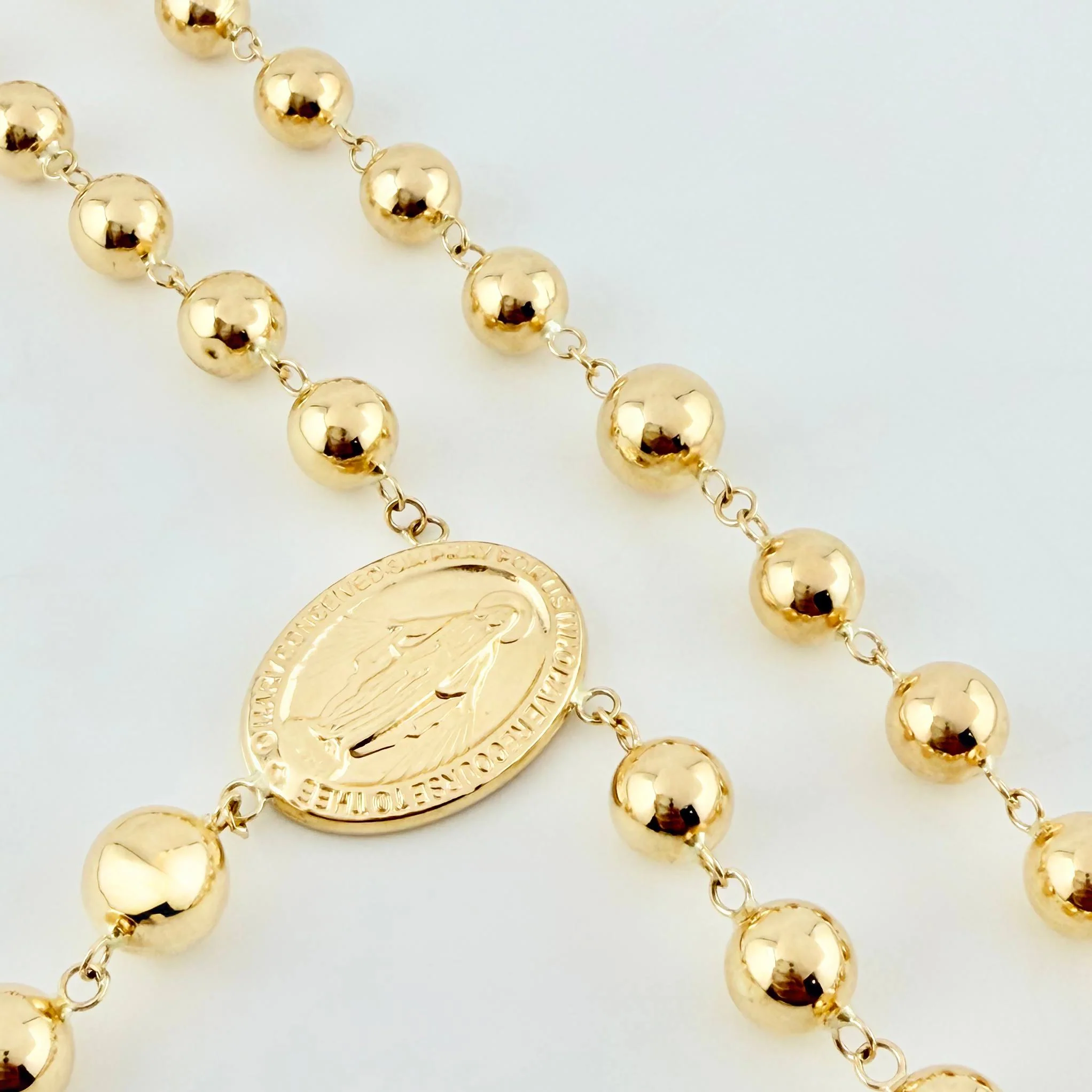 Rosario Milagrosa Cruz Cristo 22gr / 25 1/2 in / 7mm-8mm Oro Amarillo 18K * - Image 3