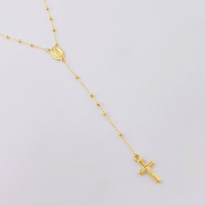 Rosario Virgen Maria Cruz Lisa 2.85gr / 17 3/4 in / 2mm Oro Amarillo +4 18K