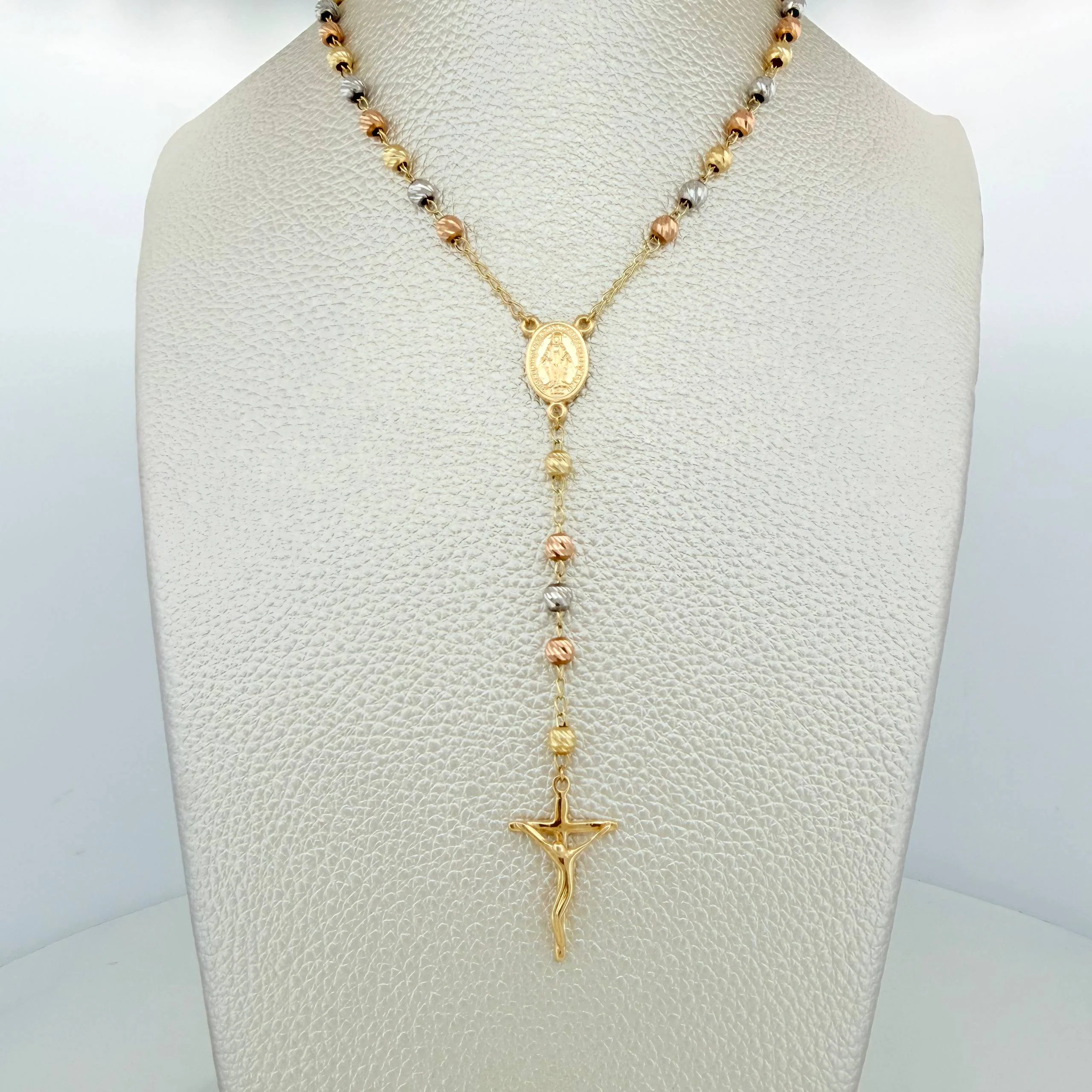 Rosario Virgen milagrosa 10.65g / 23 1/4 in / 4mm Tres Oros 18K - Image 6
