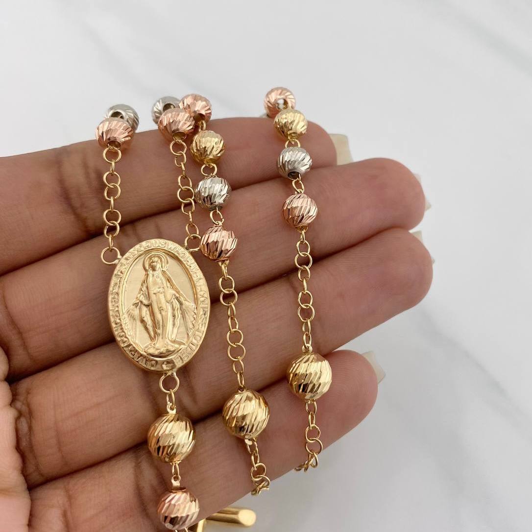 Rosario Virgen Milagrosa 16.65 g / 17 1/2 in / 7mm-8 mm Tres Oros 18K - Image 5