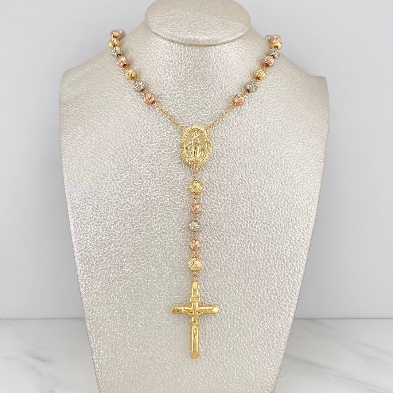 Rosario Virgen Milagrosa 16.65 g / 17 1/2 in / 7mm-8 mm Tres Oros 18K - Image 6