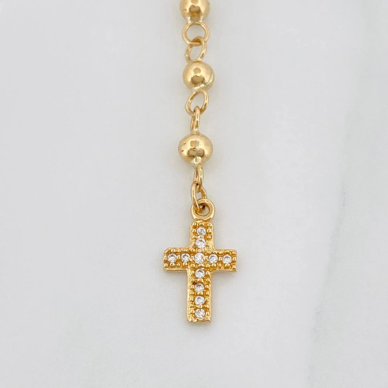Rosario Virgen Milagrosa Cruz 7.15g / 18 in / 4mm-3mm Oro Amarillo 18K - Image 2