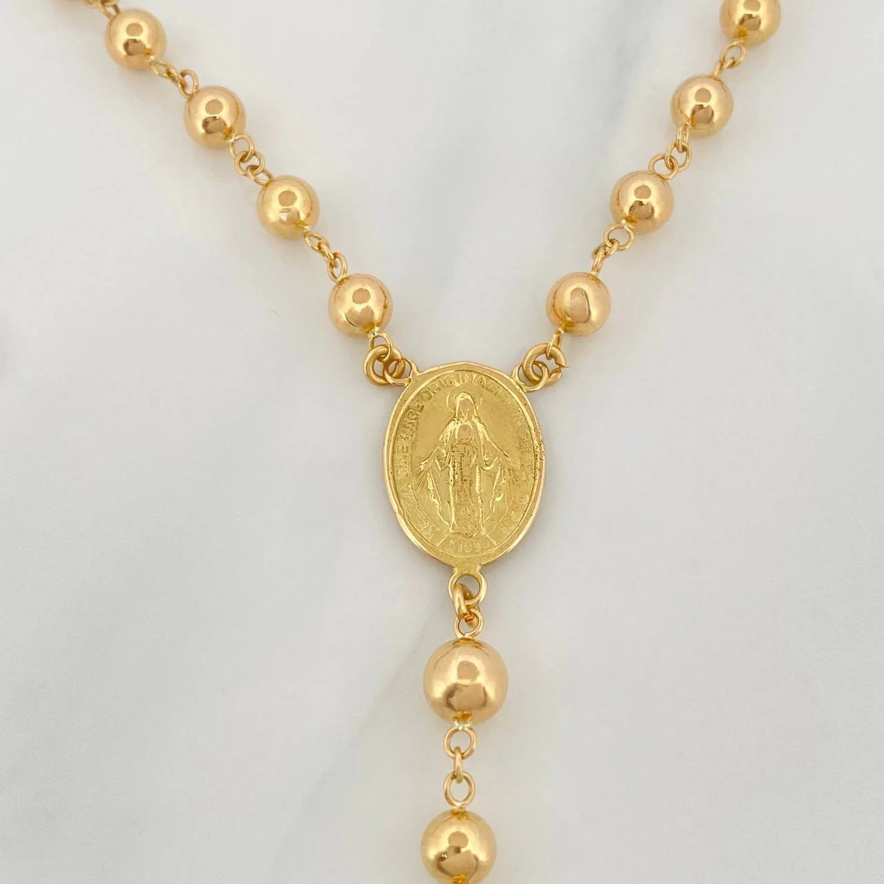 Rosario Virgen Milagrosa Cruz Cristo 13.9 g / 23 1/2 in / 6 mm Oro Amarillo 18K - Image 2