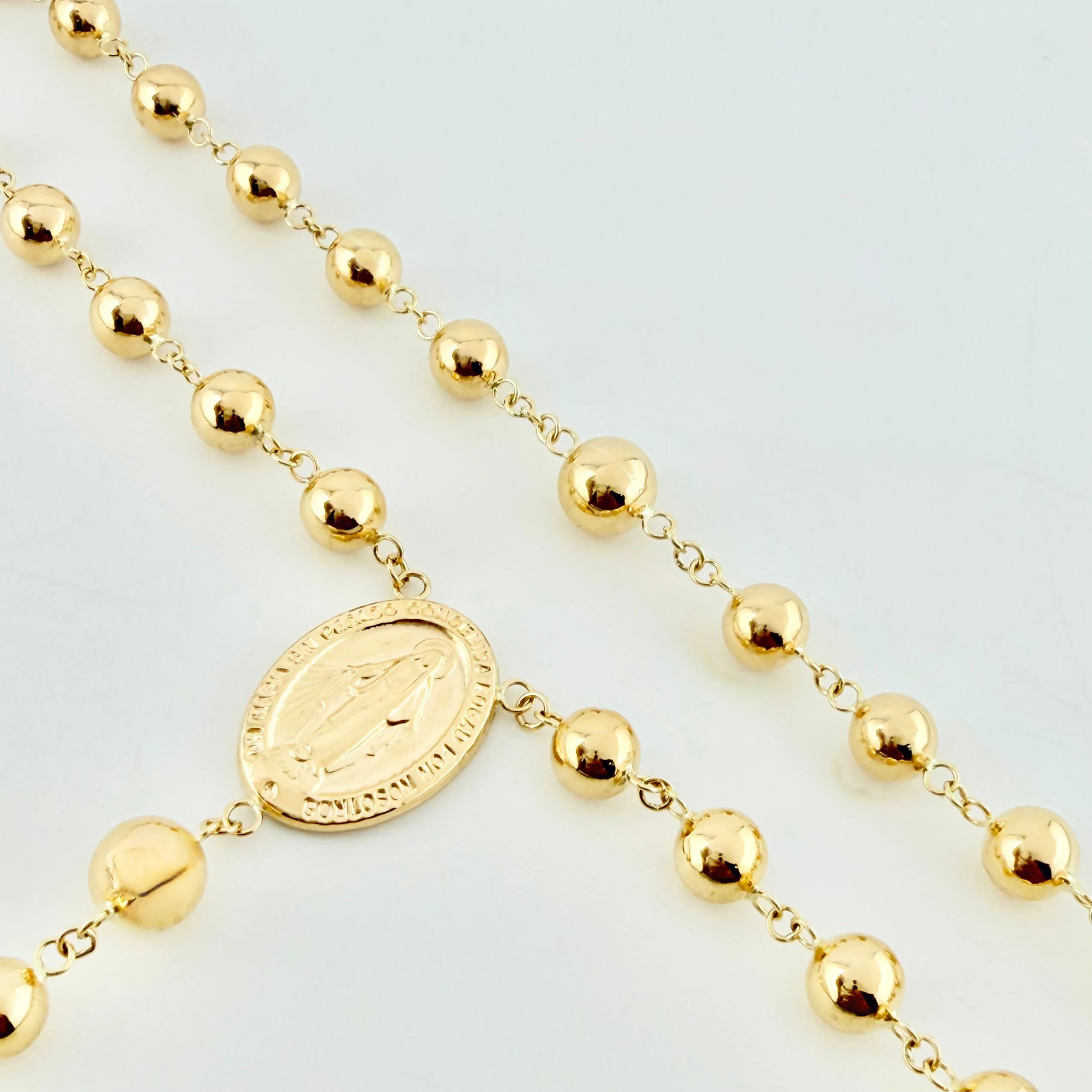 Rosario Virgen Milagrosa Cruz Cristo 17.1gr / 25 1/2 in / 6mm-7mm Oro Amarillo 18K © - Image 3