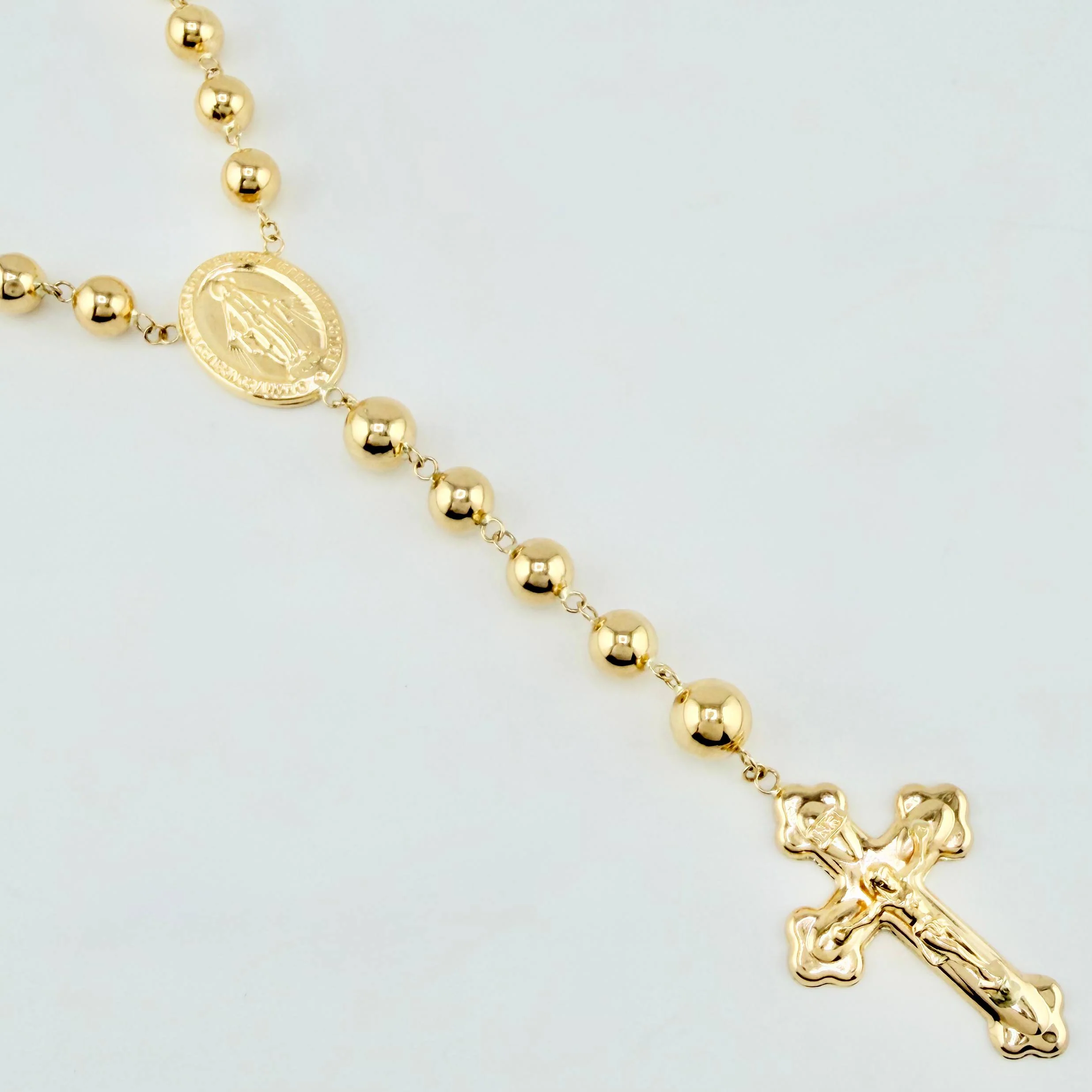 Rosario Virgen Milagrosa Cruz Cristo 21.95gr / 25 1/2 in / 7mm-8mm Oro Amarillo 18K ©