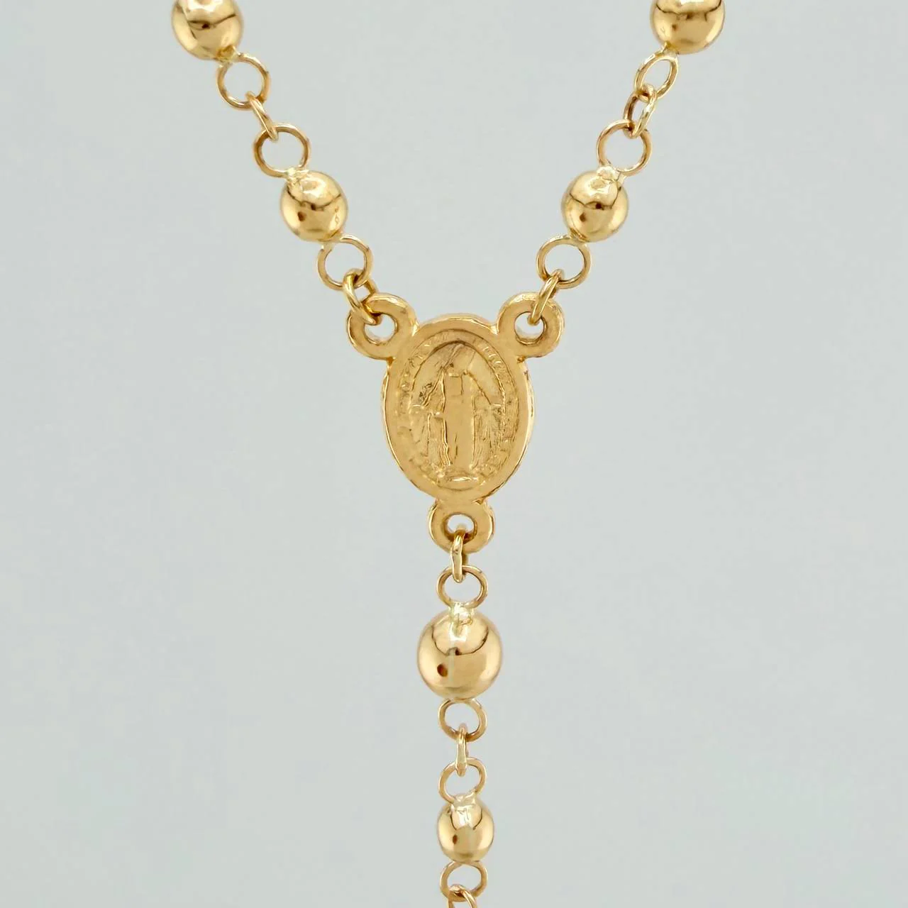 Rosario Virgen Milagrosa Cruz Cristo 5.65gr / 19 1/4 in / 3mm-4mm Oro Amarillo 18K % - Image 2