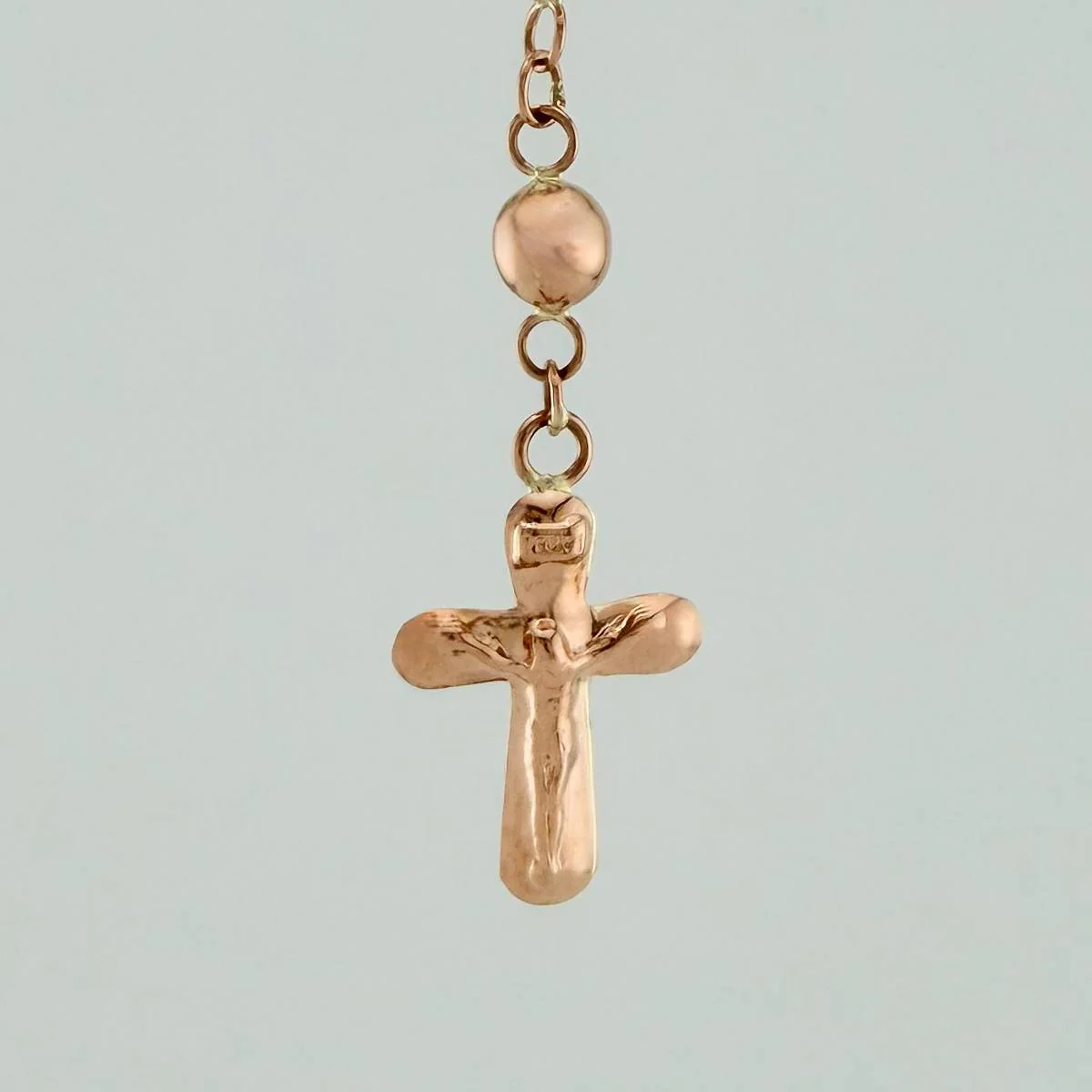 Rosario Virgen Milagrosa Cruz Cristo 6.1gr / 20 3/4 in / 3mm-4mm Oro Rosa 18K % - Image 4
