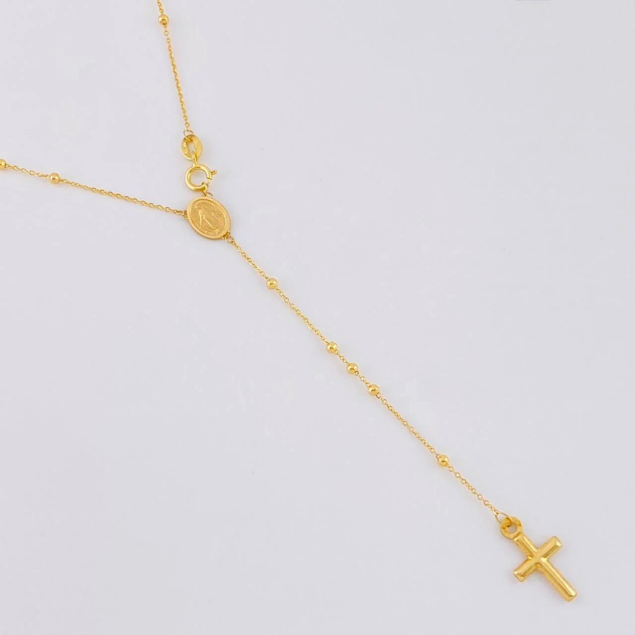 Rosario Virgen Milagrosa Cruz Lisa 2.95g / 24 in / 1.8mm Oro Amarillo 18K