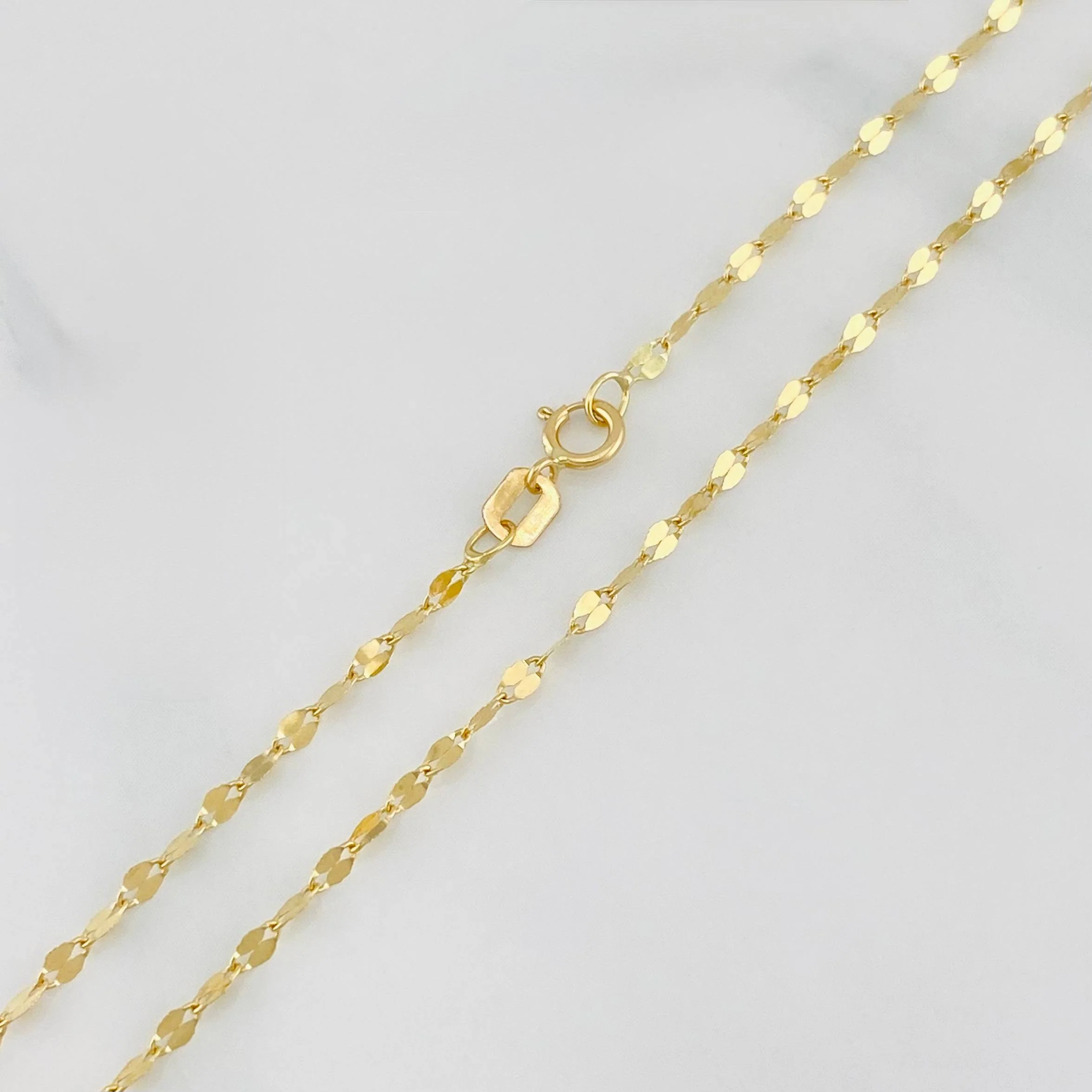 Set Cadena Flor Espejo + Dije Infinito / 1.35g / 16 in Oro Amarillo 18K - Image 3