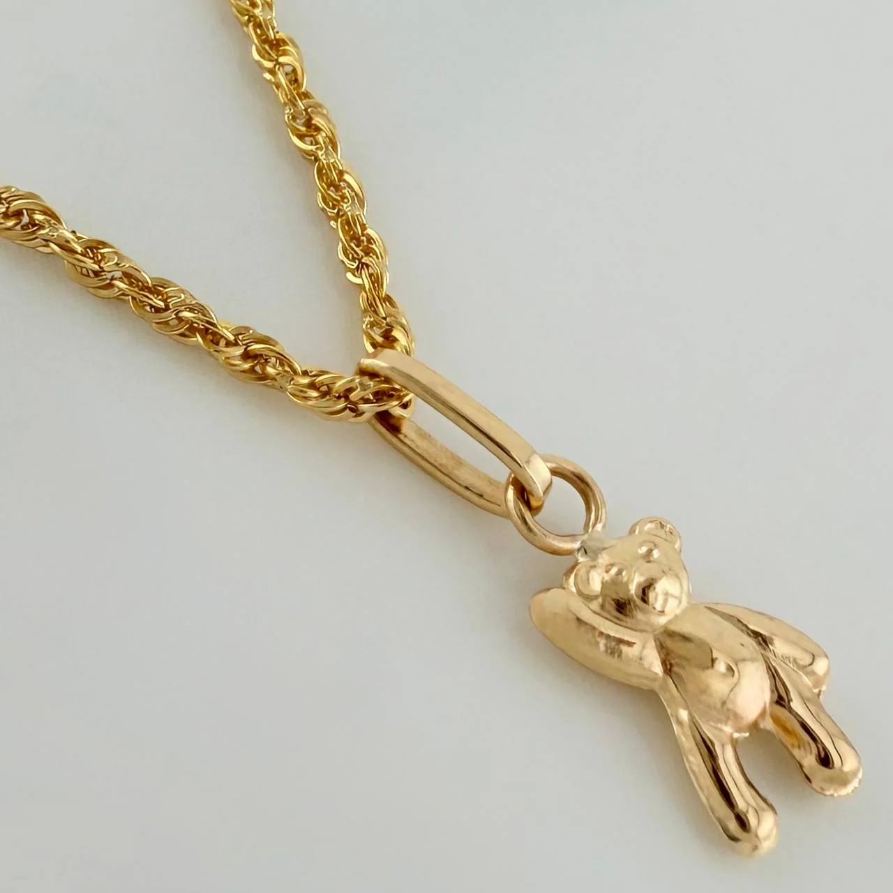 Set Cadena Lazo + Dije Oso / 1,2gr / 17 3/4 in Oro Amarillo 18K - Image 3