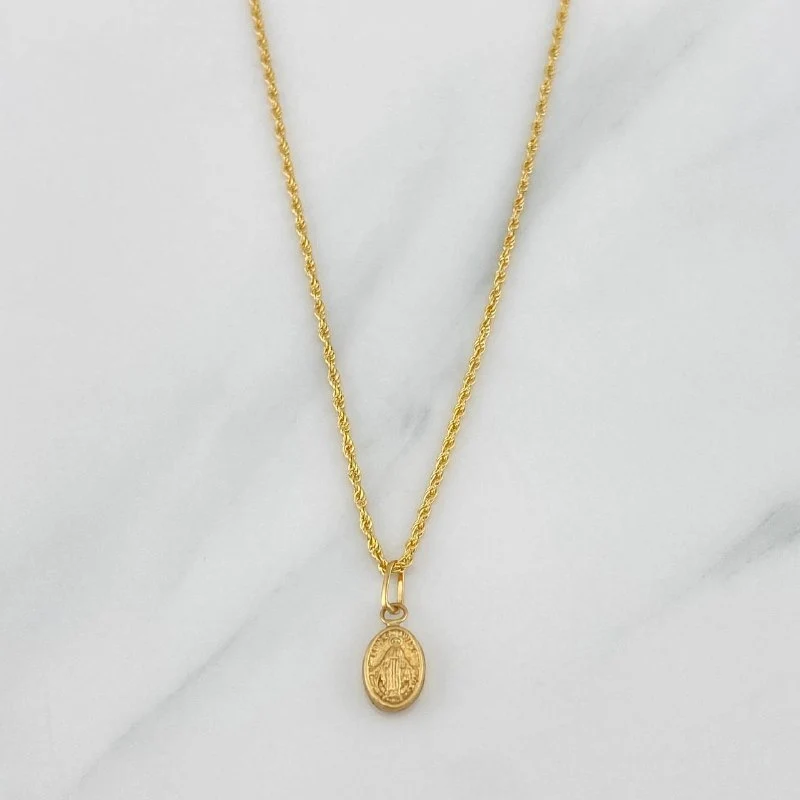Set Cadena Lazo + Dije Virgen De La Medalla Milagrosa / 1,25 gr / 17 1/2 in Oro Amarillo 18K - Image 2