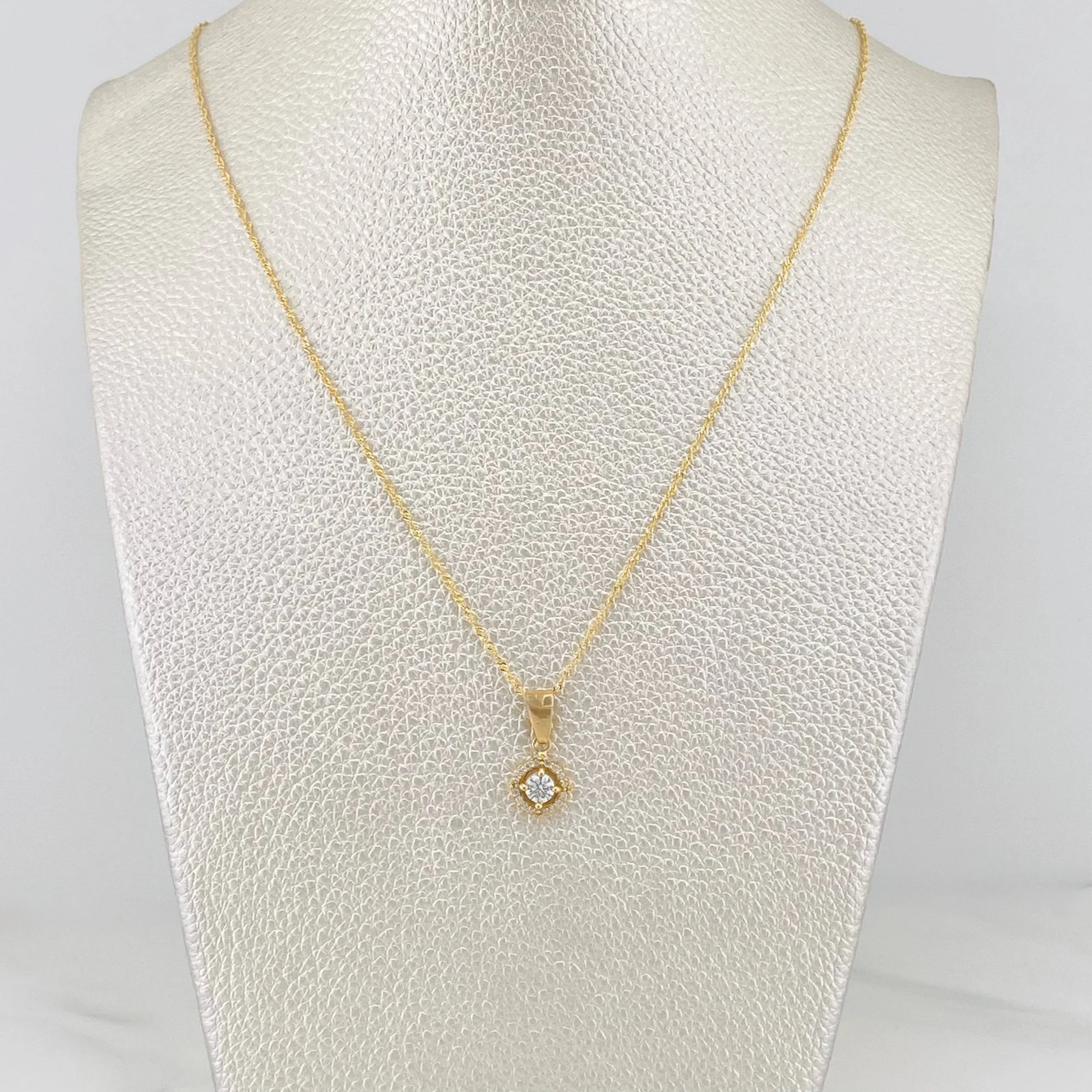 Set Cadena Singapur + Dije Halo / 2.45g / 18 in Oro Amarillo 18K - Image 5