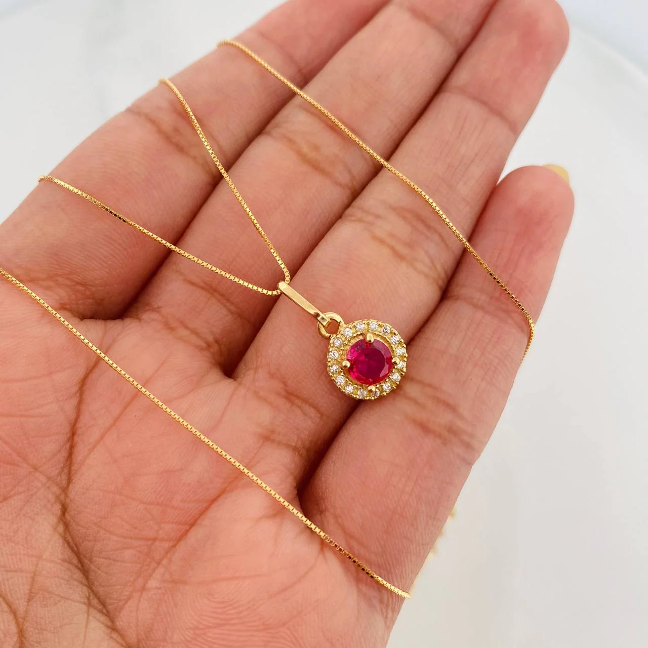 Set Cadena Veneciana + Dije Halo Circulo / 2.15 g / 17 3/4 in Oro Amarillo 18K - Image 4