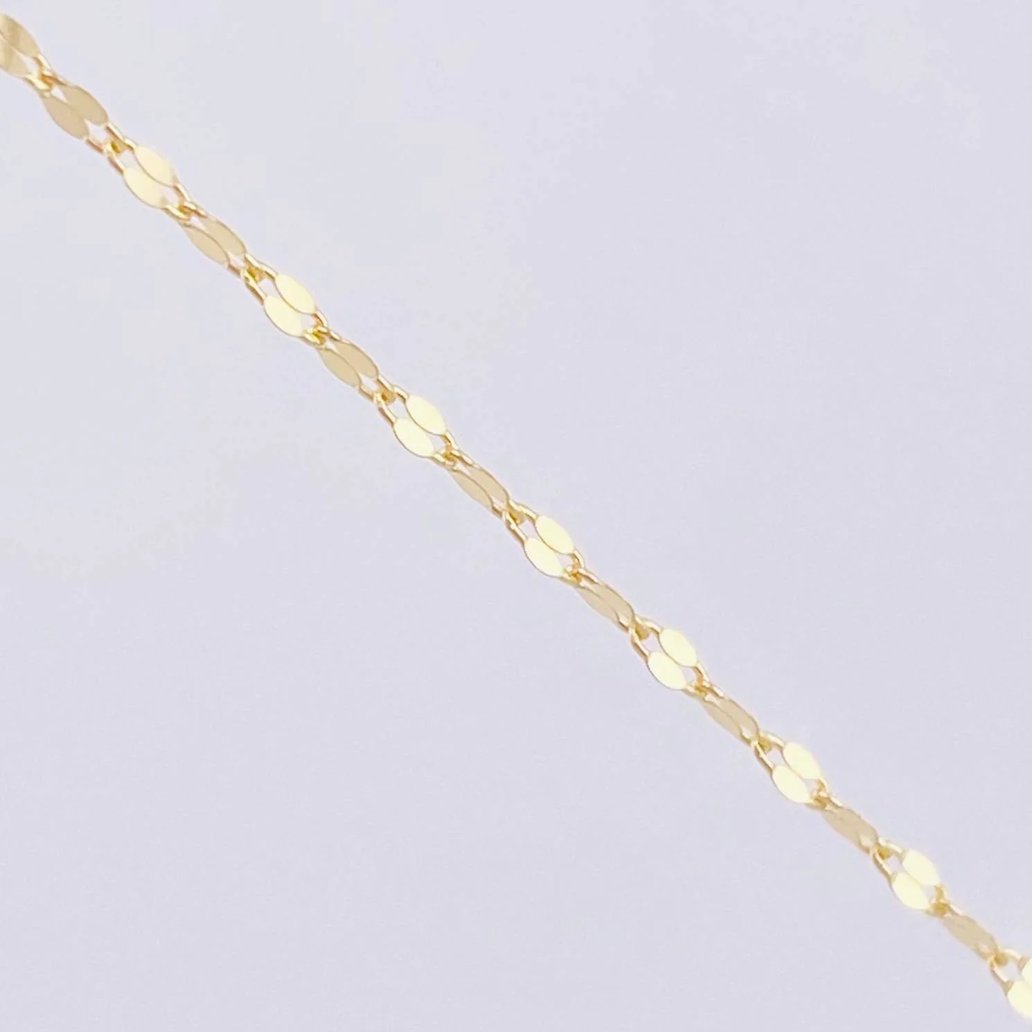 Set Cadena y Dije Flor Espejo + Dije Letra M 1.4gr / 17 3/4 in / 1.3mm Oro Amarillo 18K - Image 3