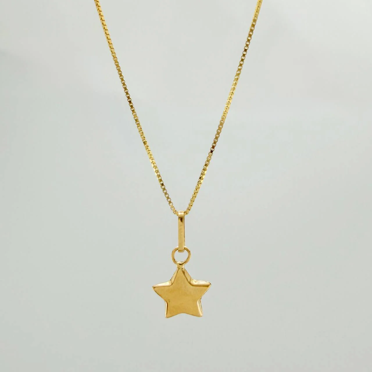 Set Cadena y Dije Veneciana + Estrella 1.2gr / 15 3/4 in / 0.55mm Oro Amarillo 18K &