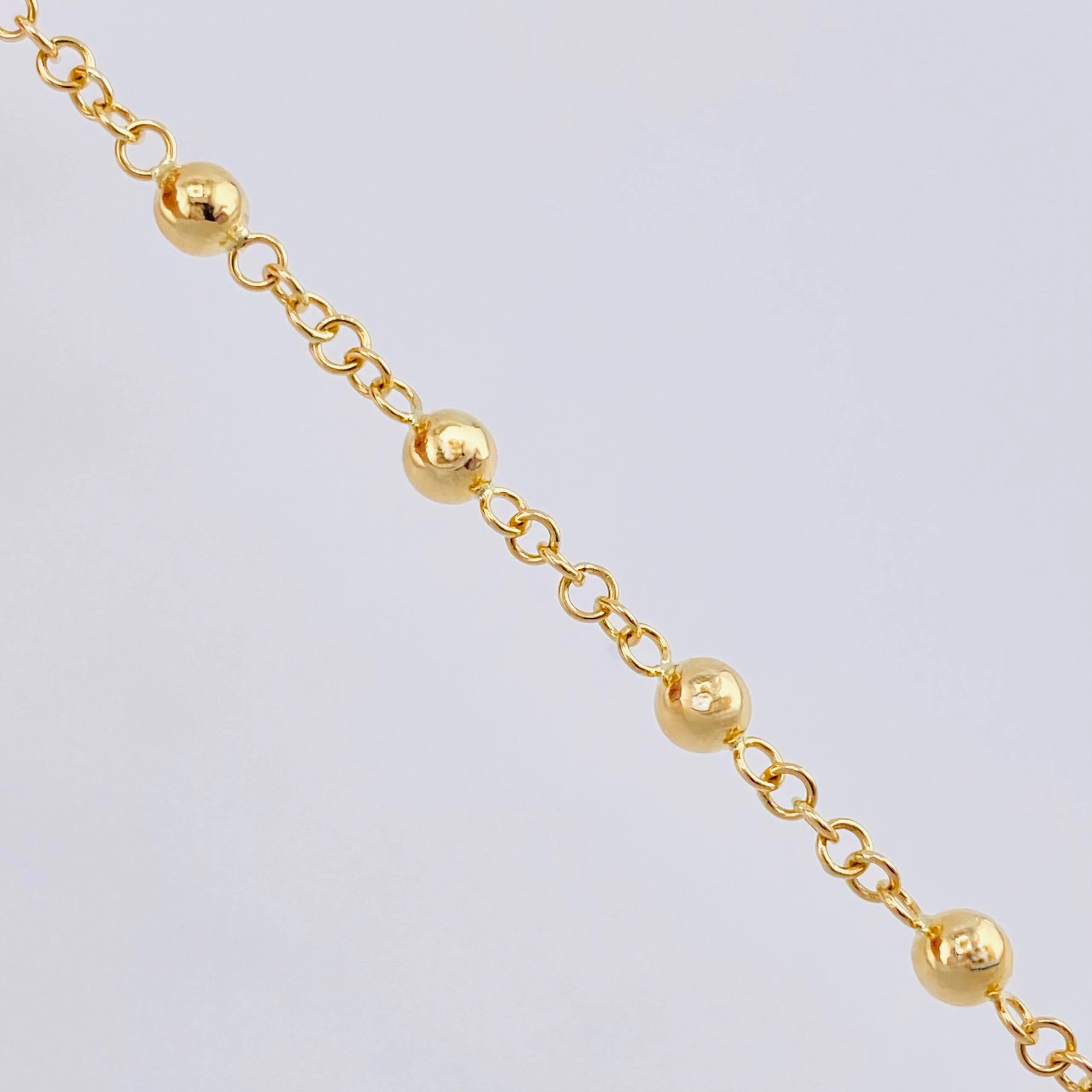 Tobillera Denario Virgen Milagrosa Cruz Cristo 3.85gr / 9 1/2 in / 3mm - 4mm Oro Amarillo 18K © - Image 3
