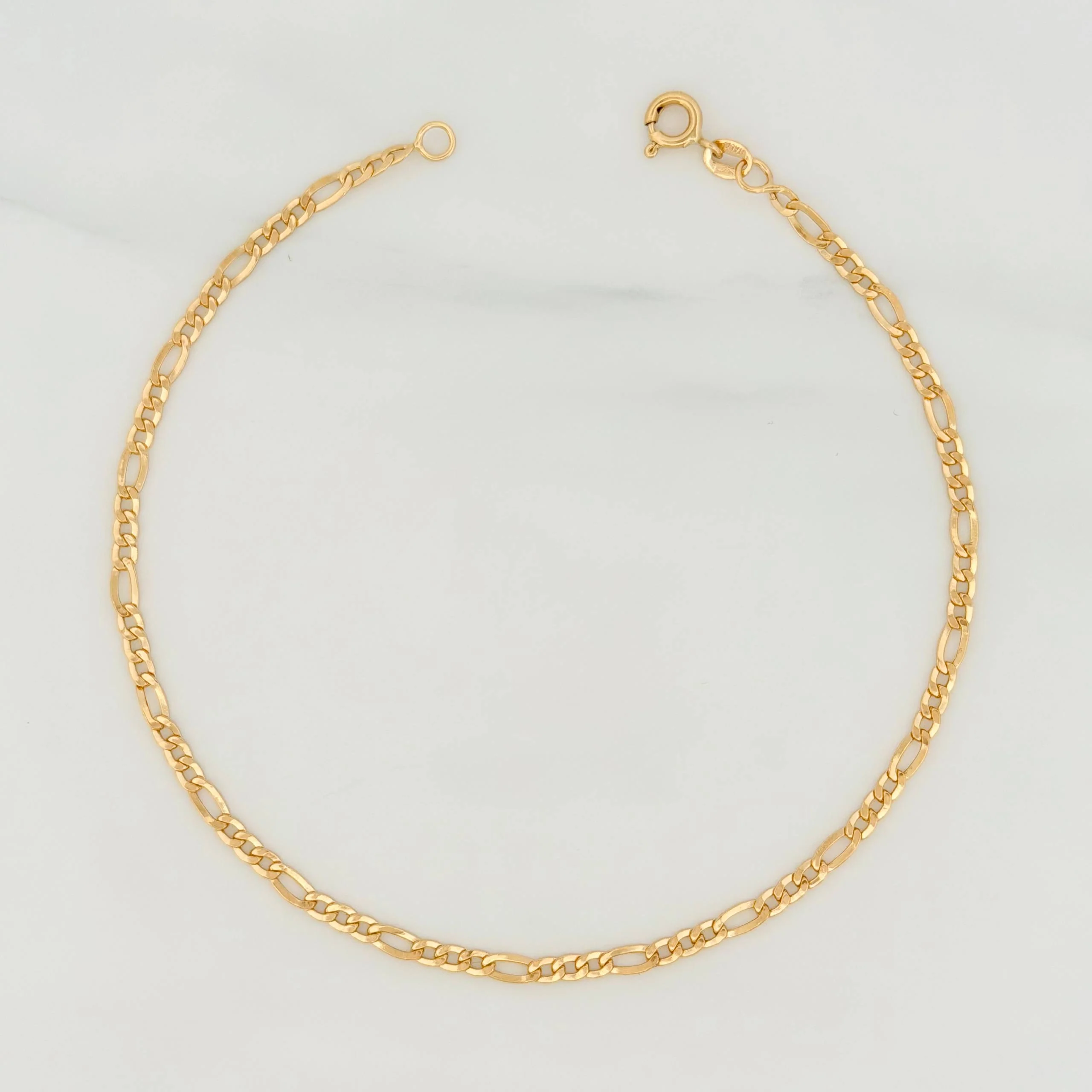 Tobillera Figaro 2.2g / 9 3/4 in / 3mm Oro Amarillo 18K