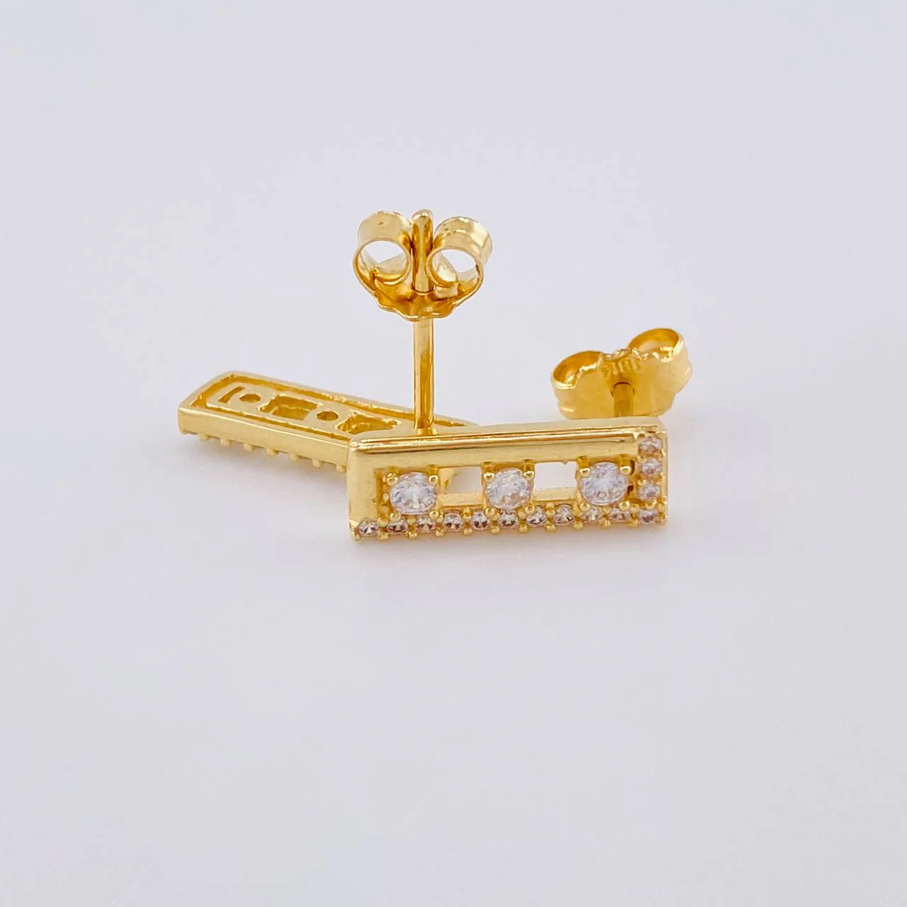 Topos Casete Tupidos Parcial 2.2 g / 1/2 in Oro Amarillo 18K - Image 3