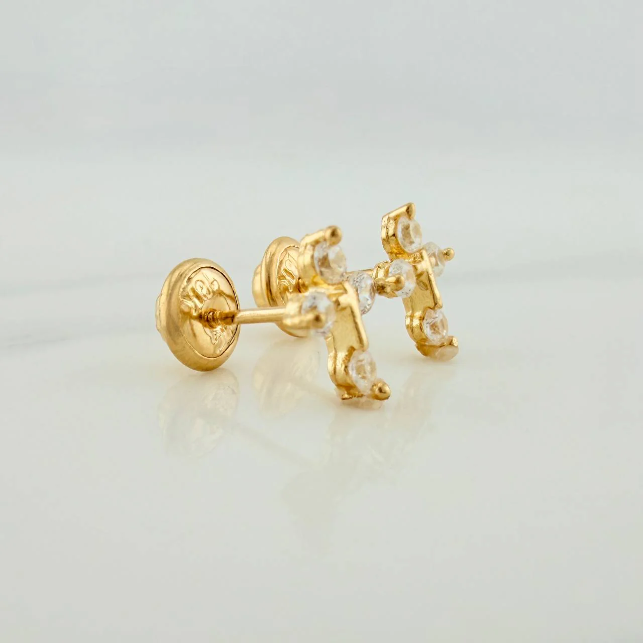 Topos Cruz Punta Destellante 0.95gr / 8mm Oro Amarillo 18K & - Image 3