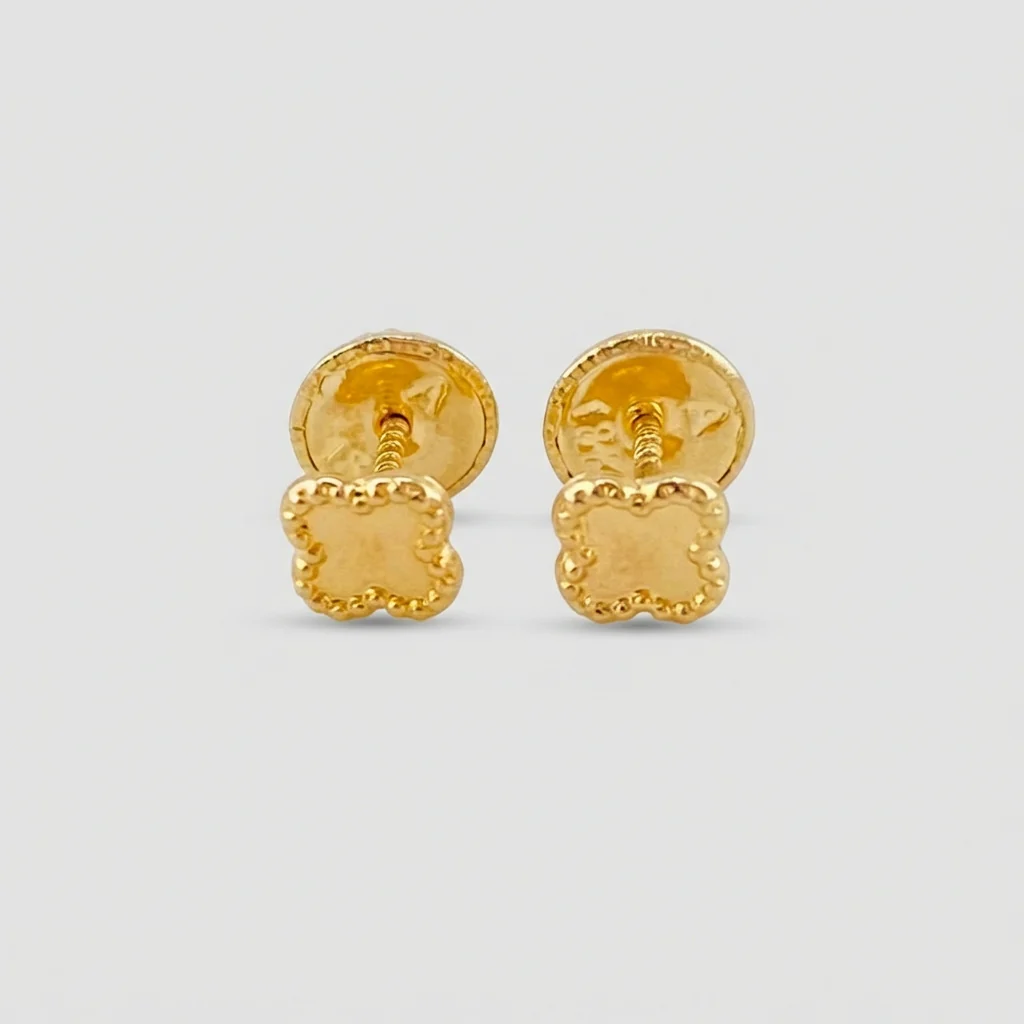 Topos Trebol Liso 0.4 g / in / 4,4 mm Oro Amarillo 18K
